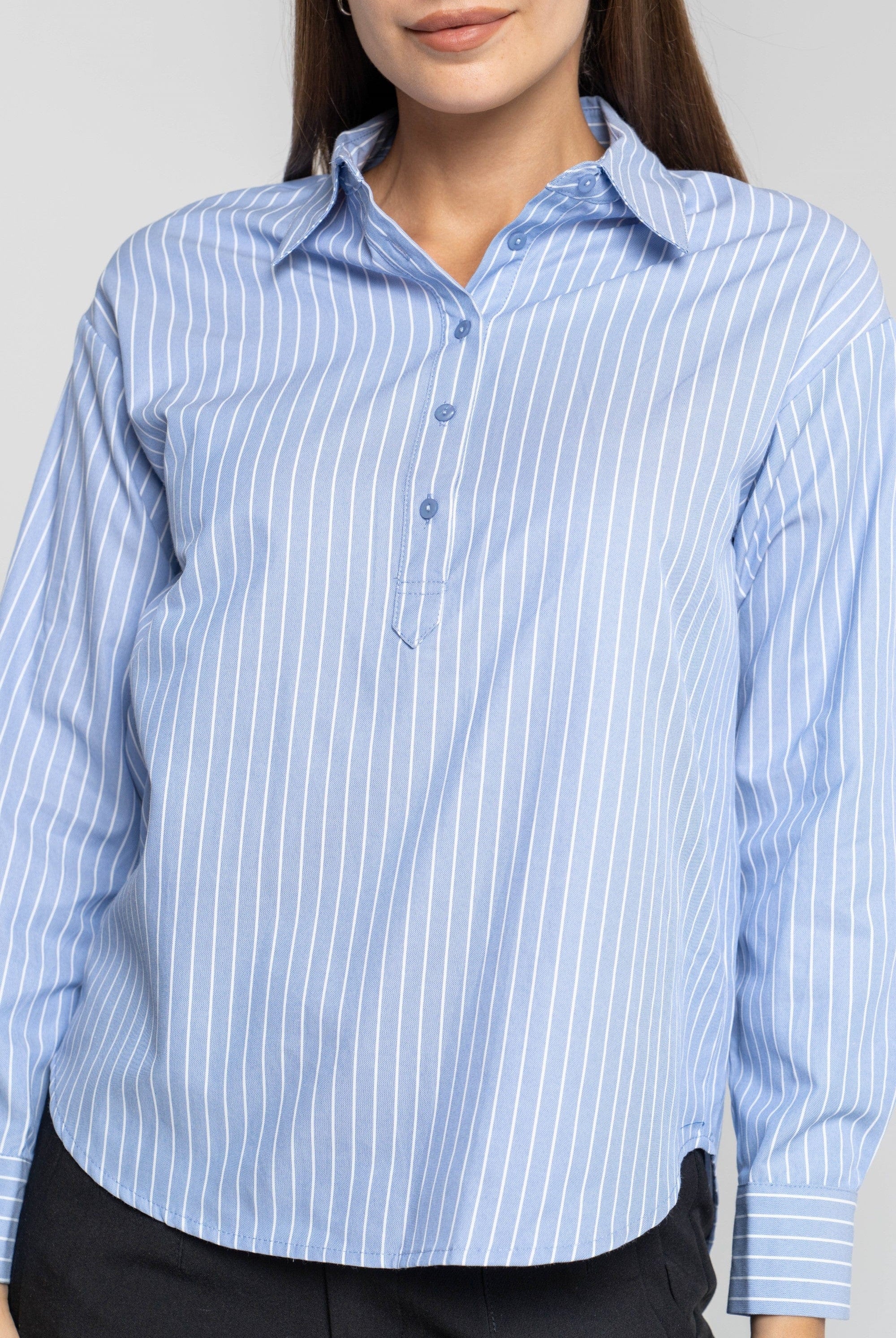 ميكا بلوزة مخططة بالطول أكمام طويلة