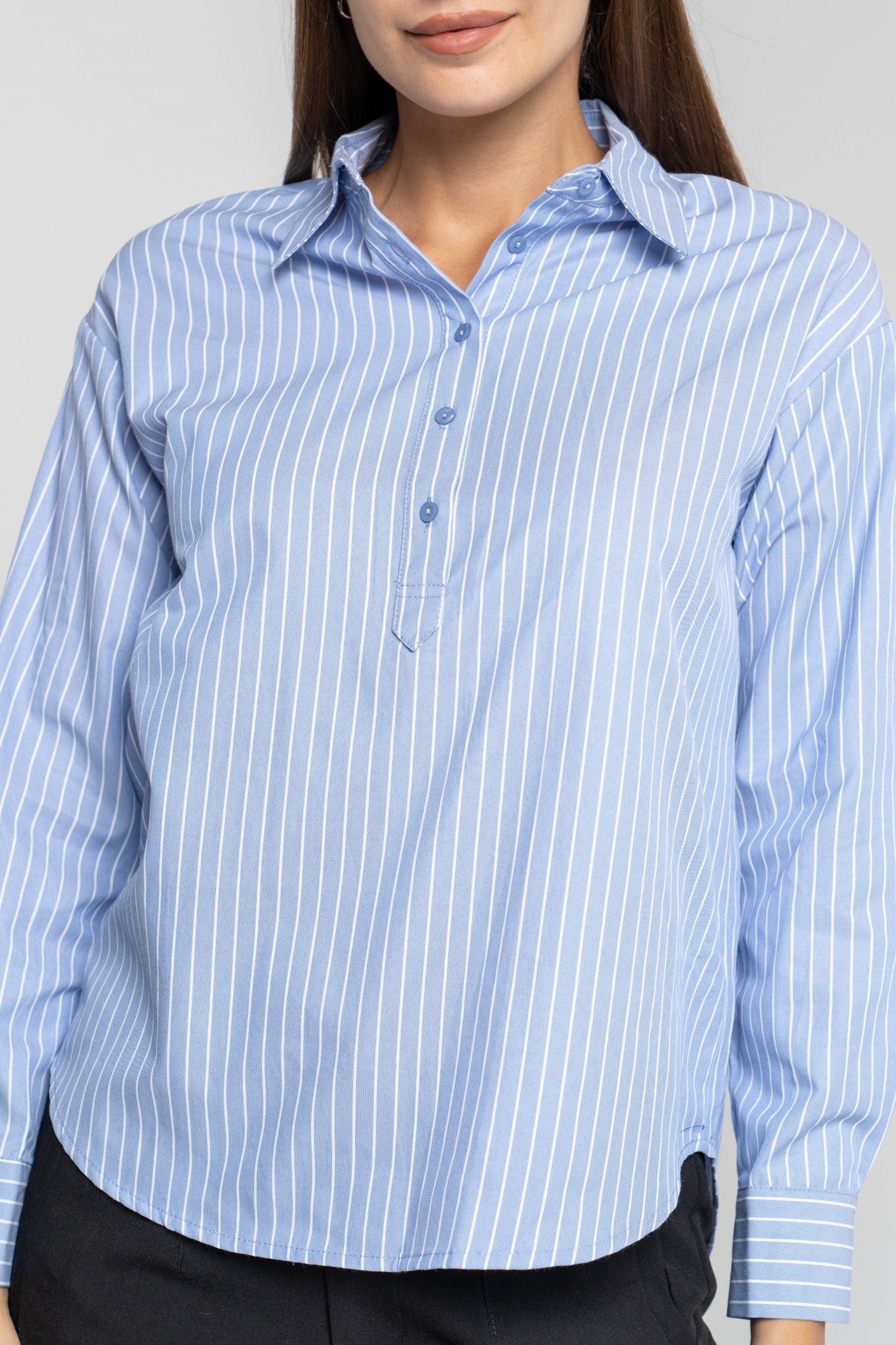 ميكا بلوزة مخططة بالطول أكمام طويلة