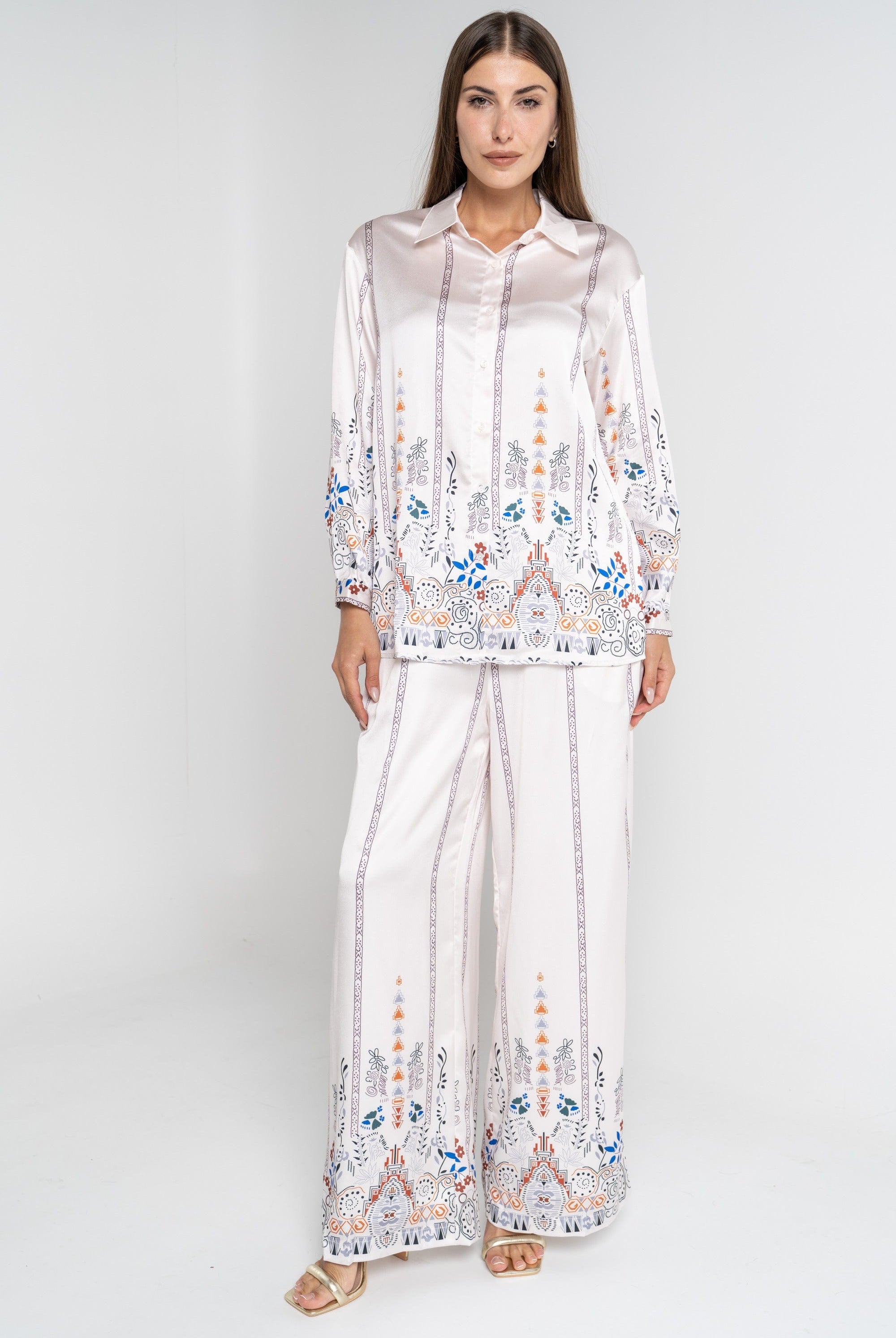 ميكا بنطلون طويل منقوش واسع نسائي