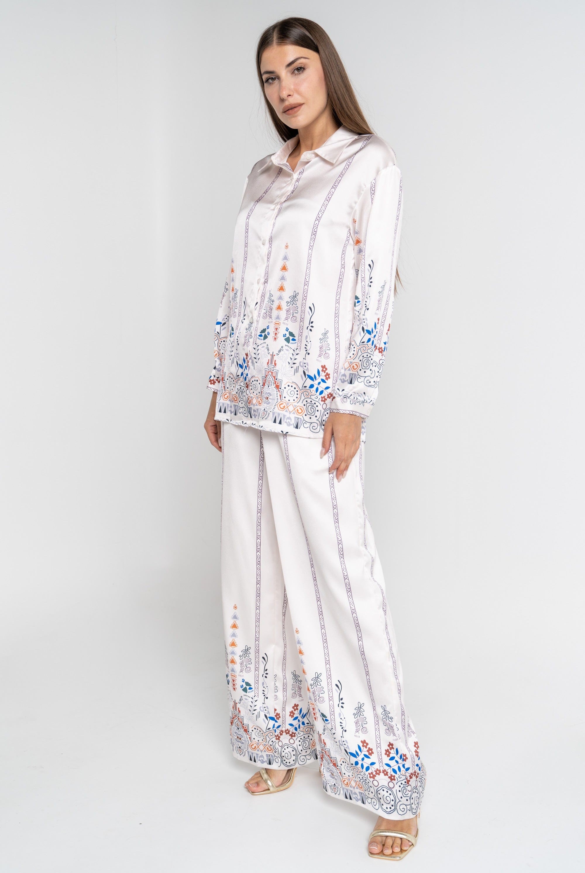 ميكا بنطلون طويل منقوش واسع نسائي