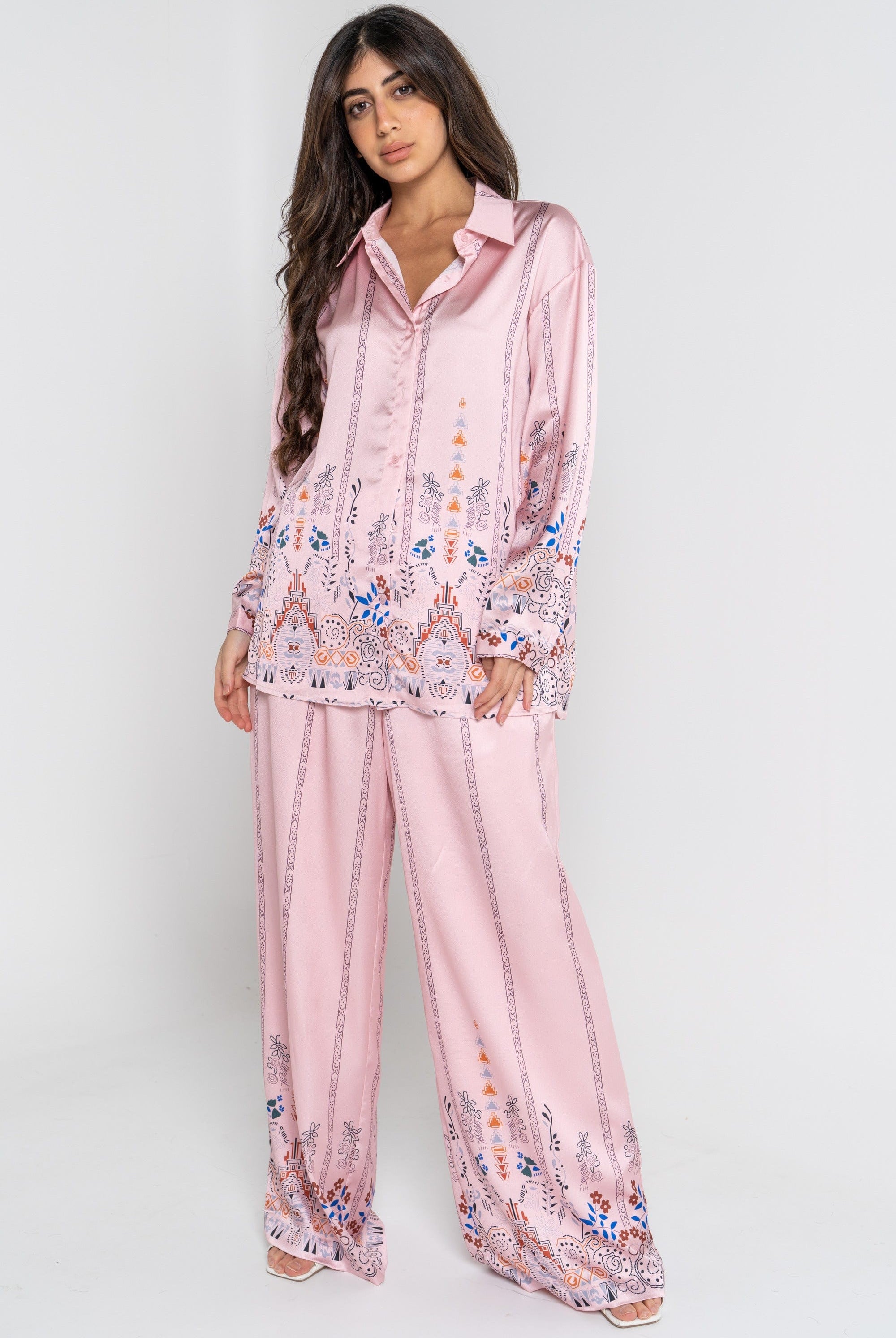 ميكا بنطلون طويل منقوش واسع نسائي