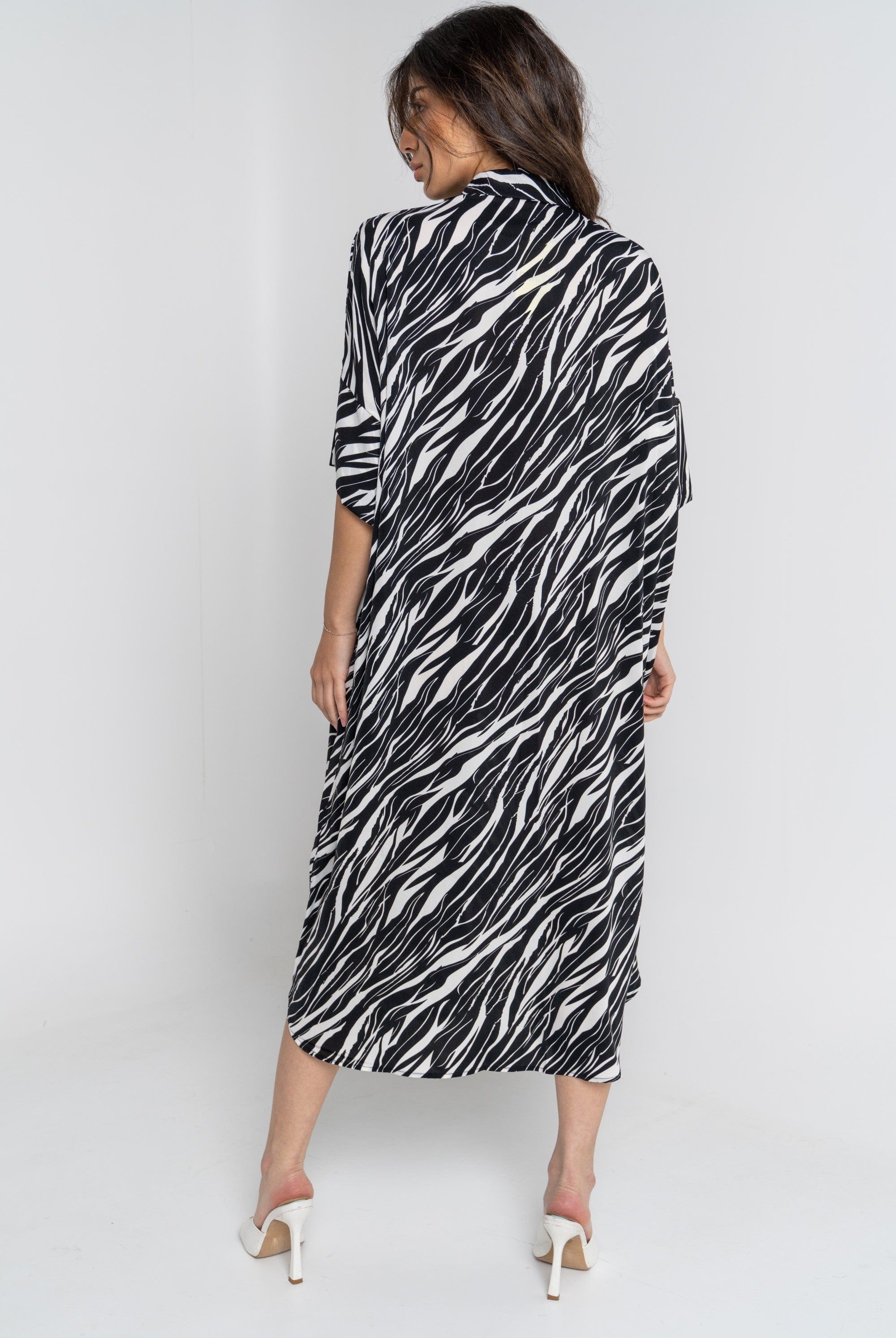 ميكا قميص 3/4 كم طويل منقوش نسائي