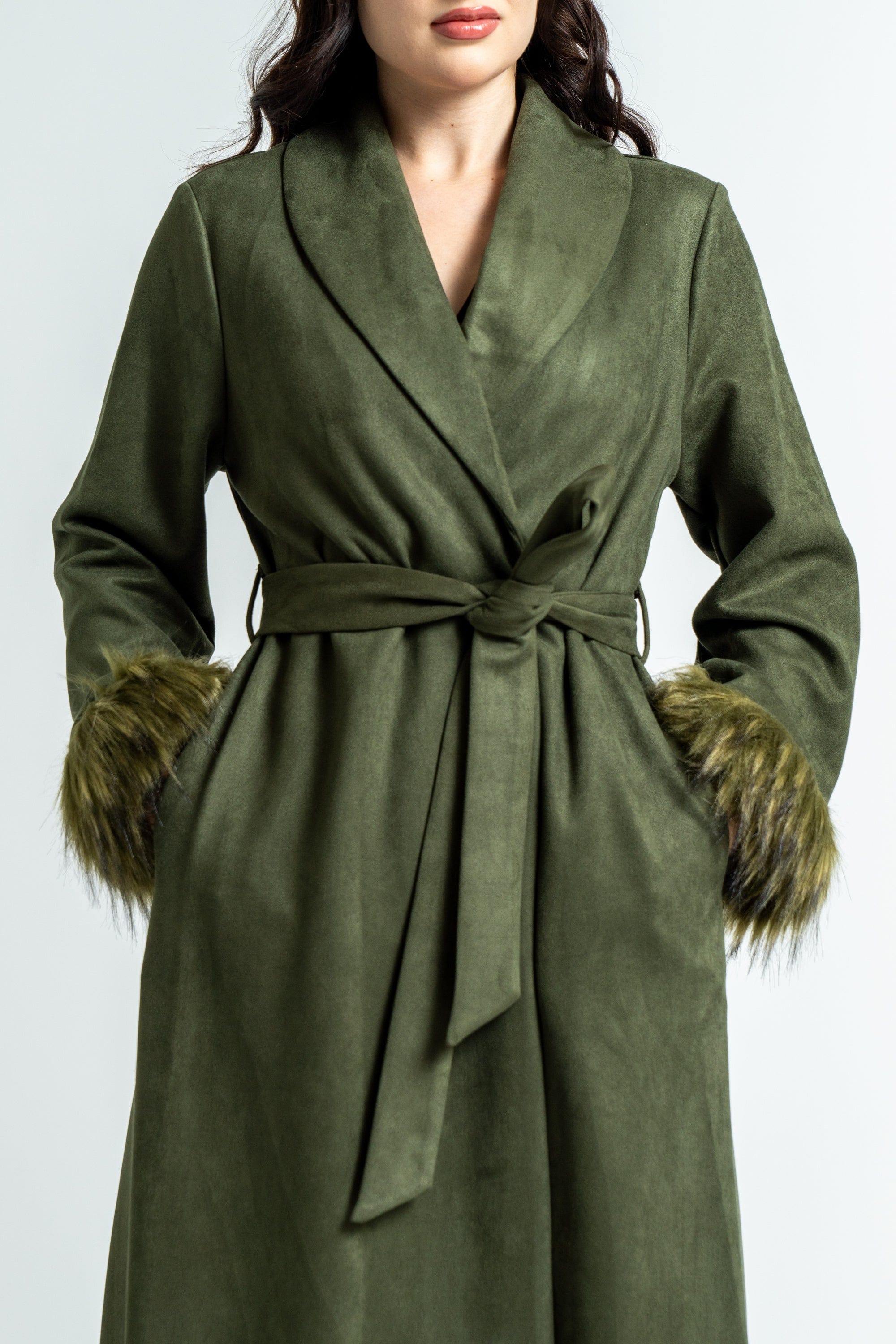 ميكا بالطو طويل نسائي شتوي بأكمام طويلة