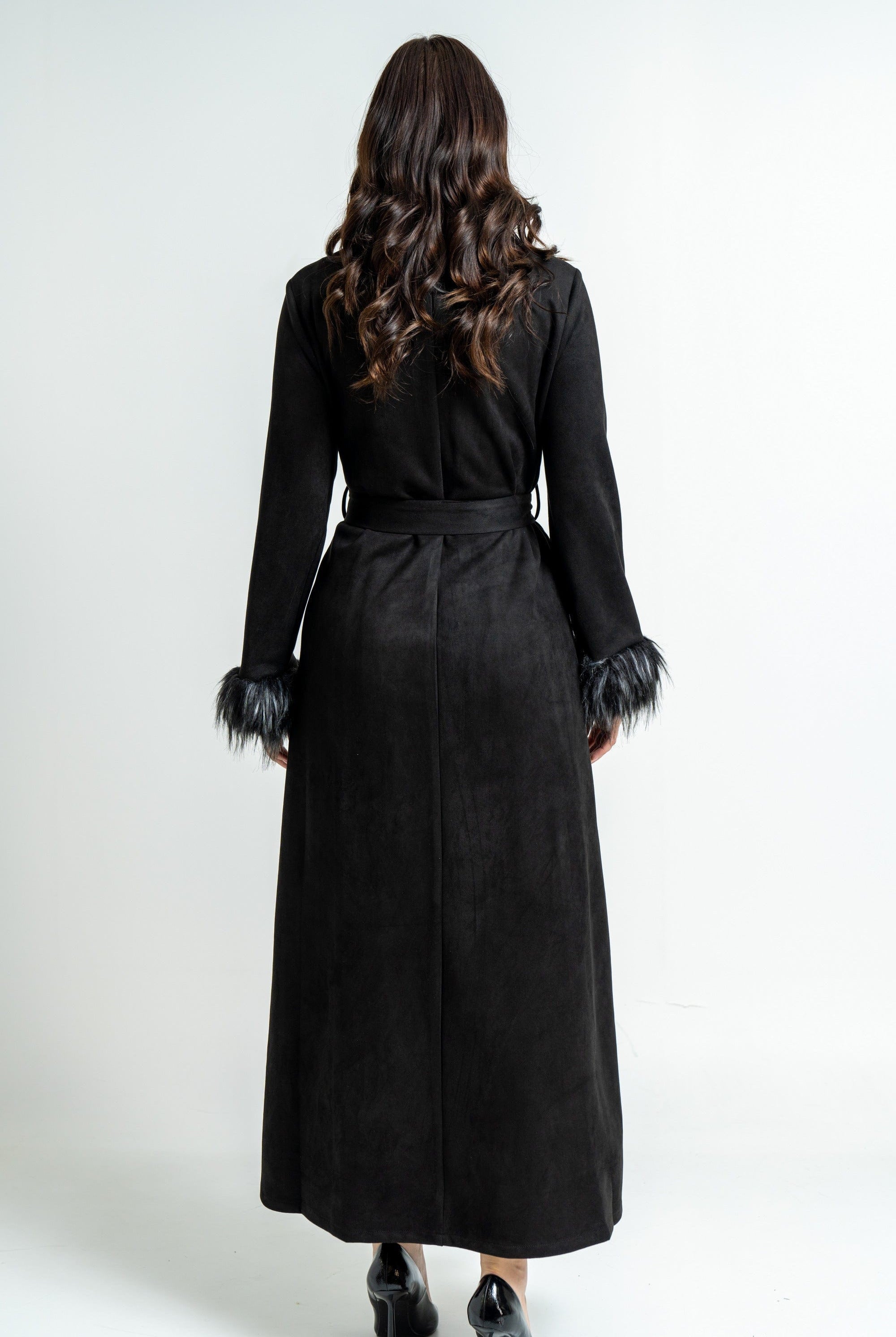 ميكا بالطو طويل نسائي شتوي بأكمام طويلة