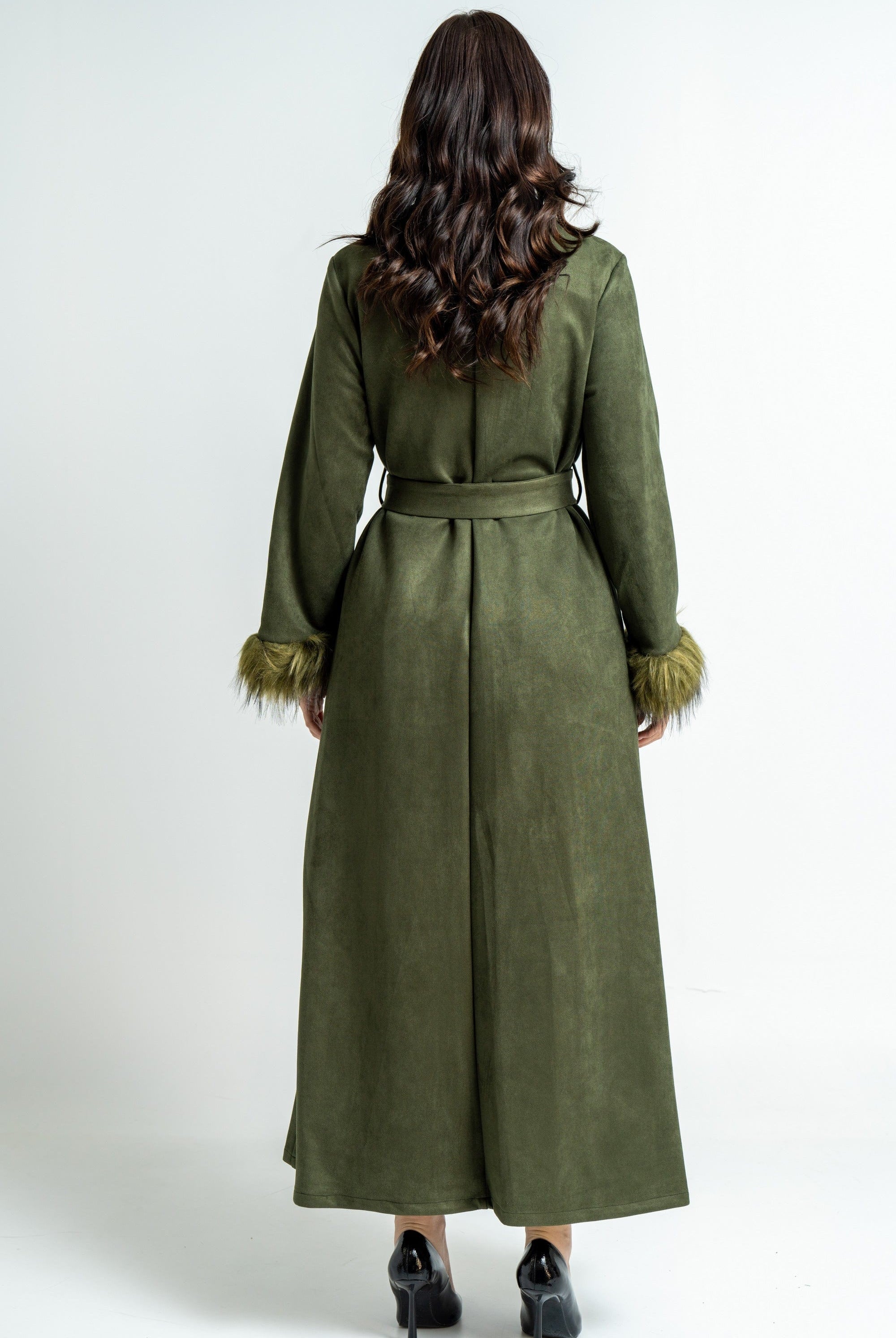 ميكا بالطو طويل نسائي شتوي بأكمام طويلة