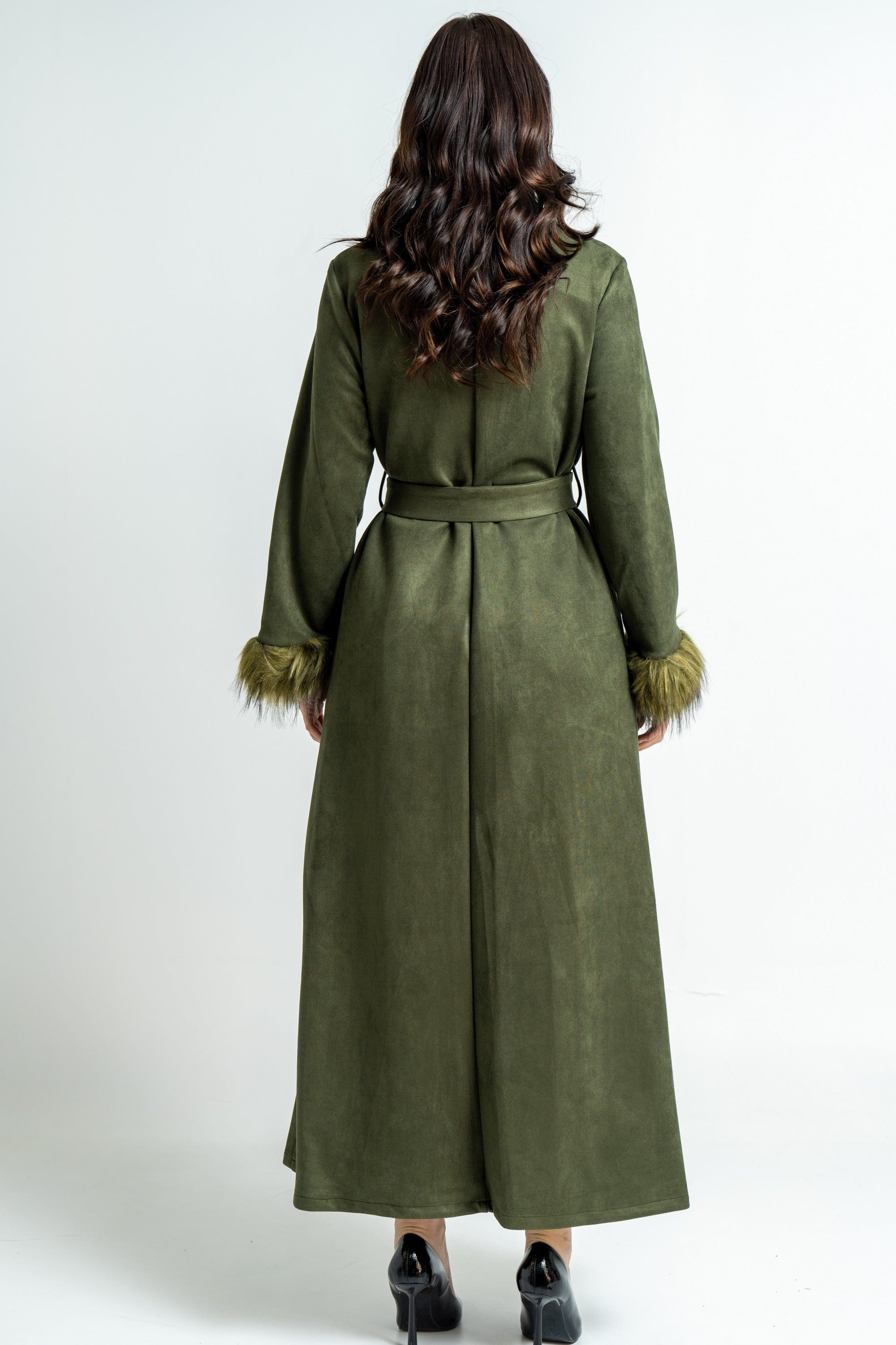 ميكا بالطو طويل نسائي شتوي بأكمام طويلة