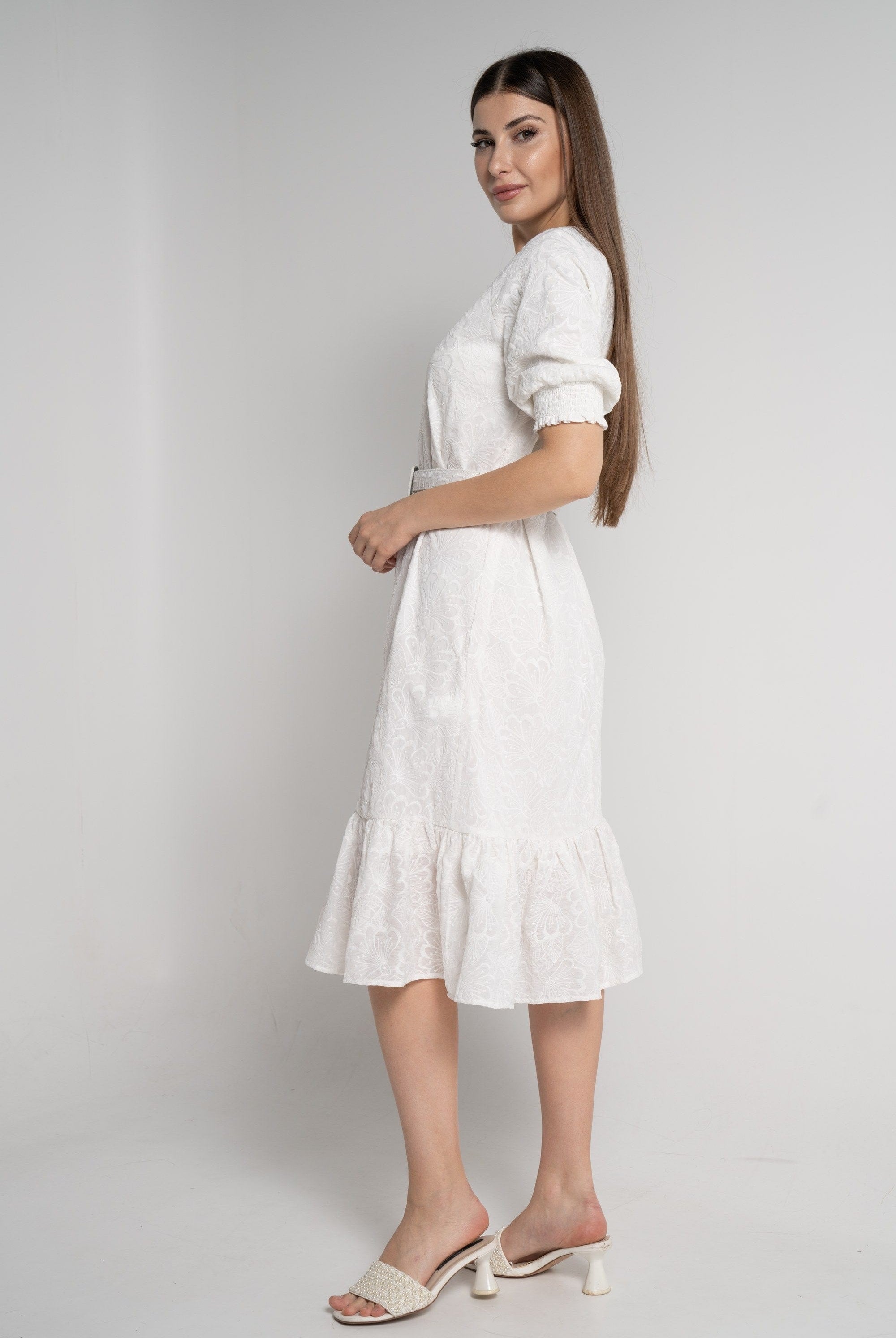 ميكا فستان ميدي بأكمام 3/4 مورد نسائي