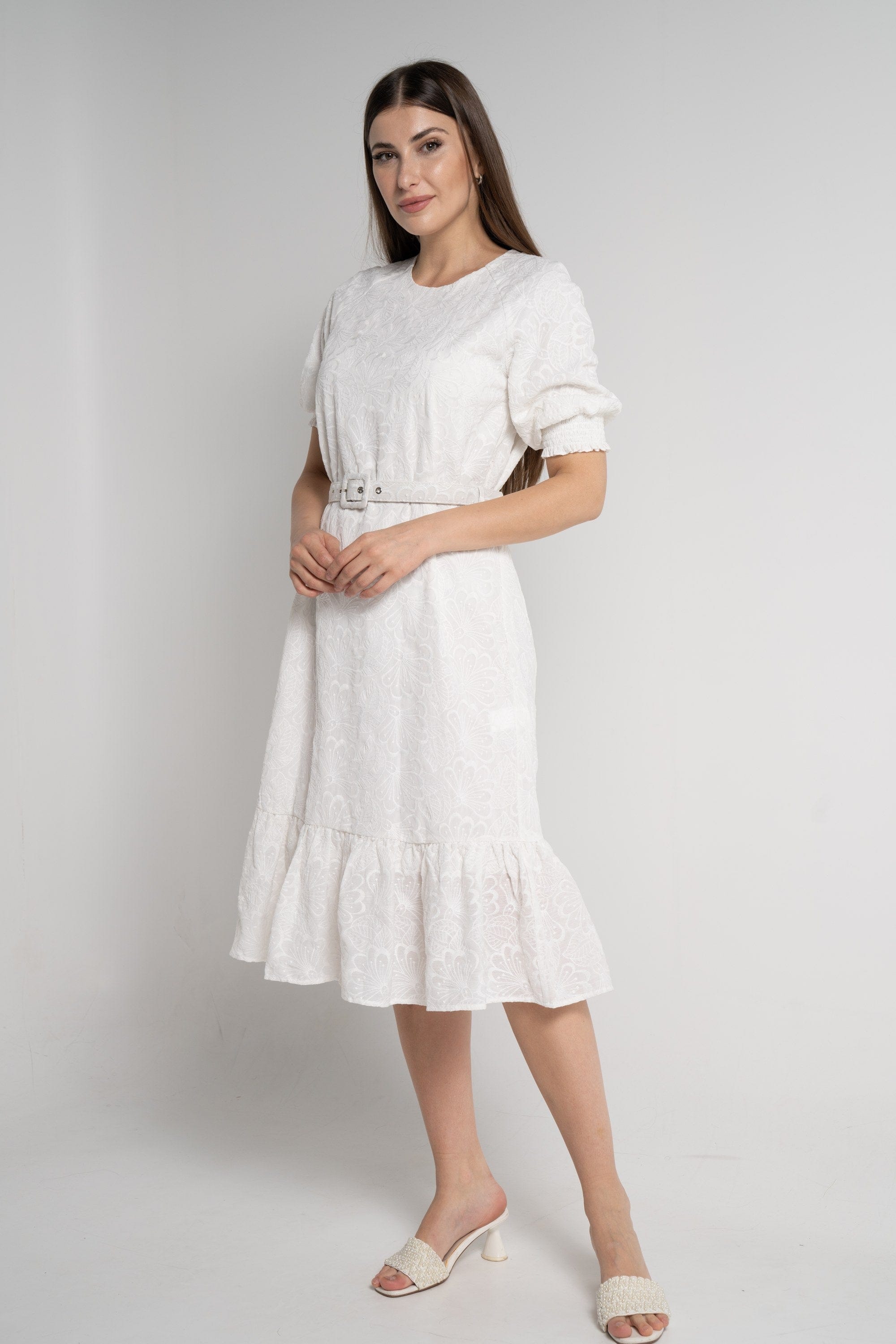 ميكا فستان ميدي بأكمام 3/4 مورد نسائي