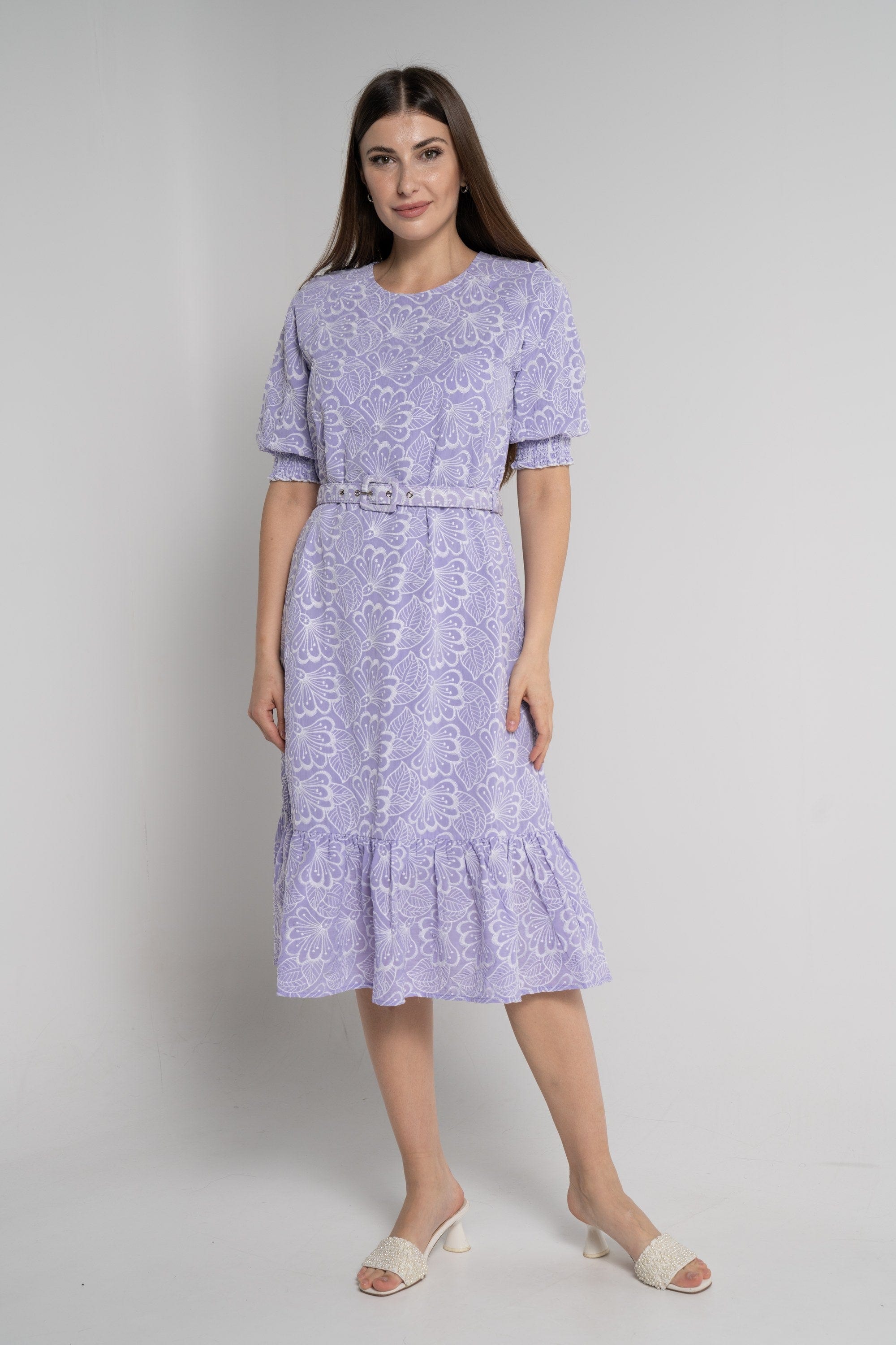 ميكا فستان ميدي بأكمام 3/4 مورد نسائي