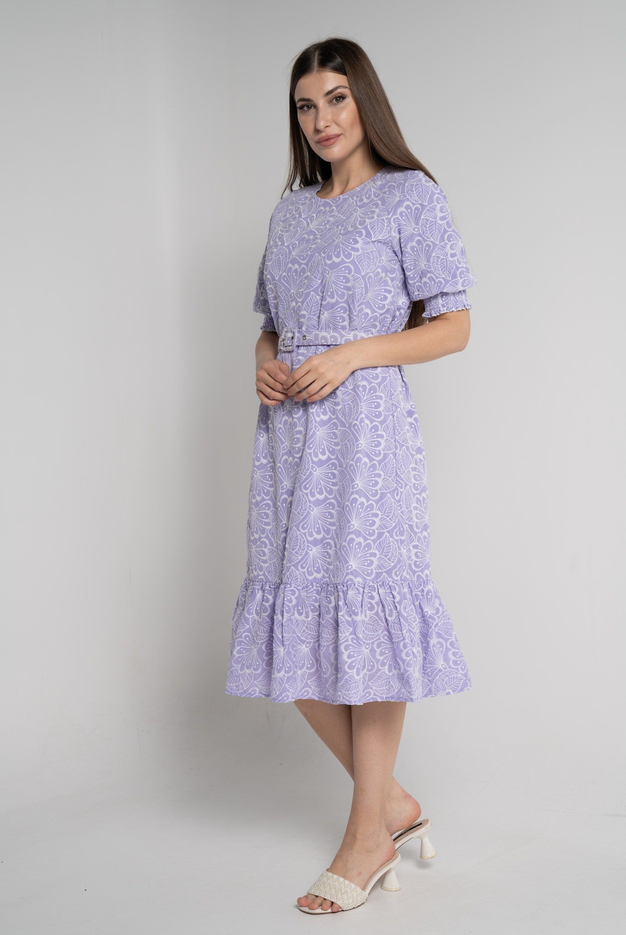 ميكا فستان ميدي بأكمام 3/4 مورد نسائي