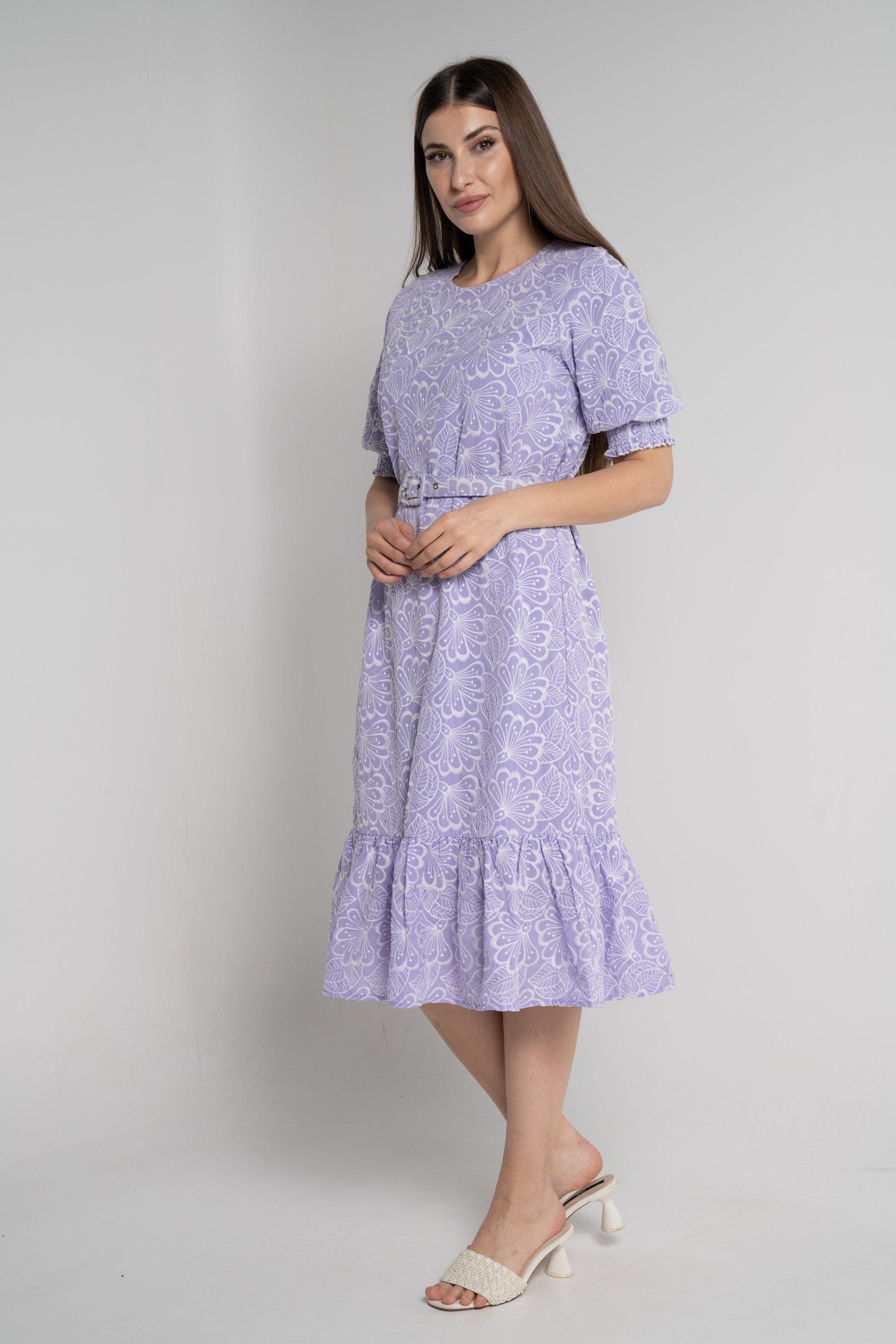 ميكا فستان ميدي بأكمام 3/4 مورد نسائي