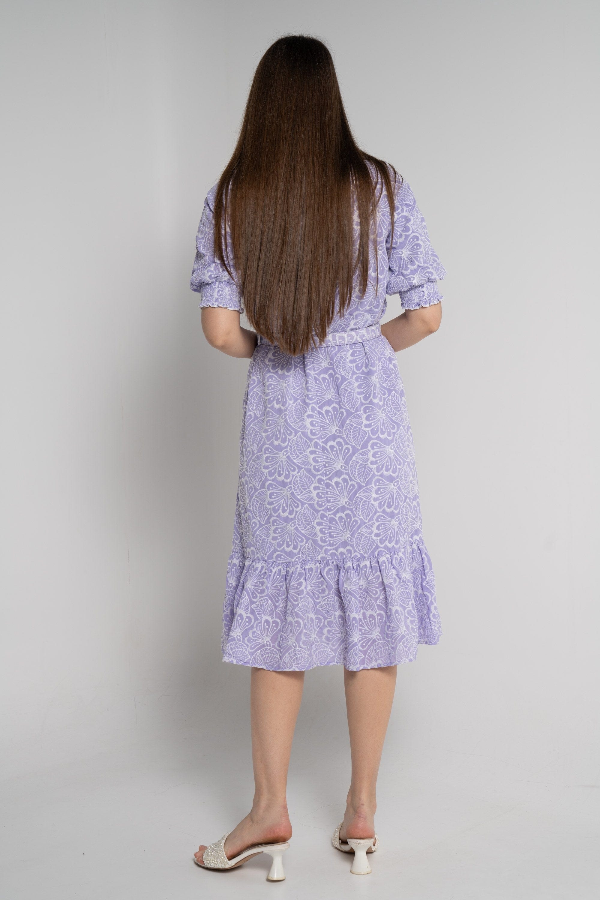 ميكا فستان ميدي بأكمام 3/4 مورد نسائي