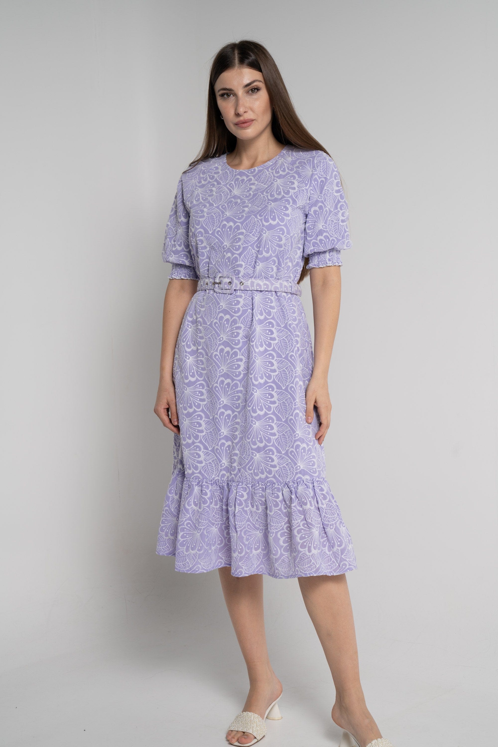 ميكا فستان ميدي بأكمام 3/4 مورد نسائي