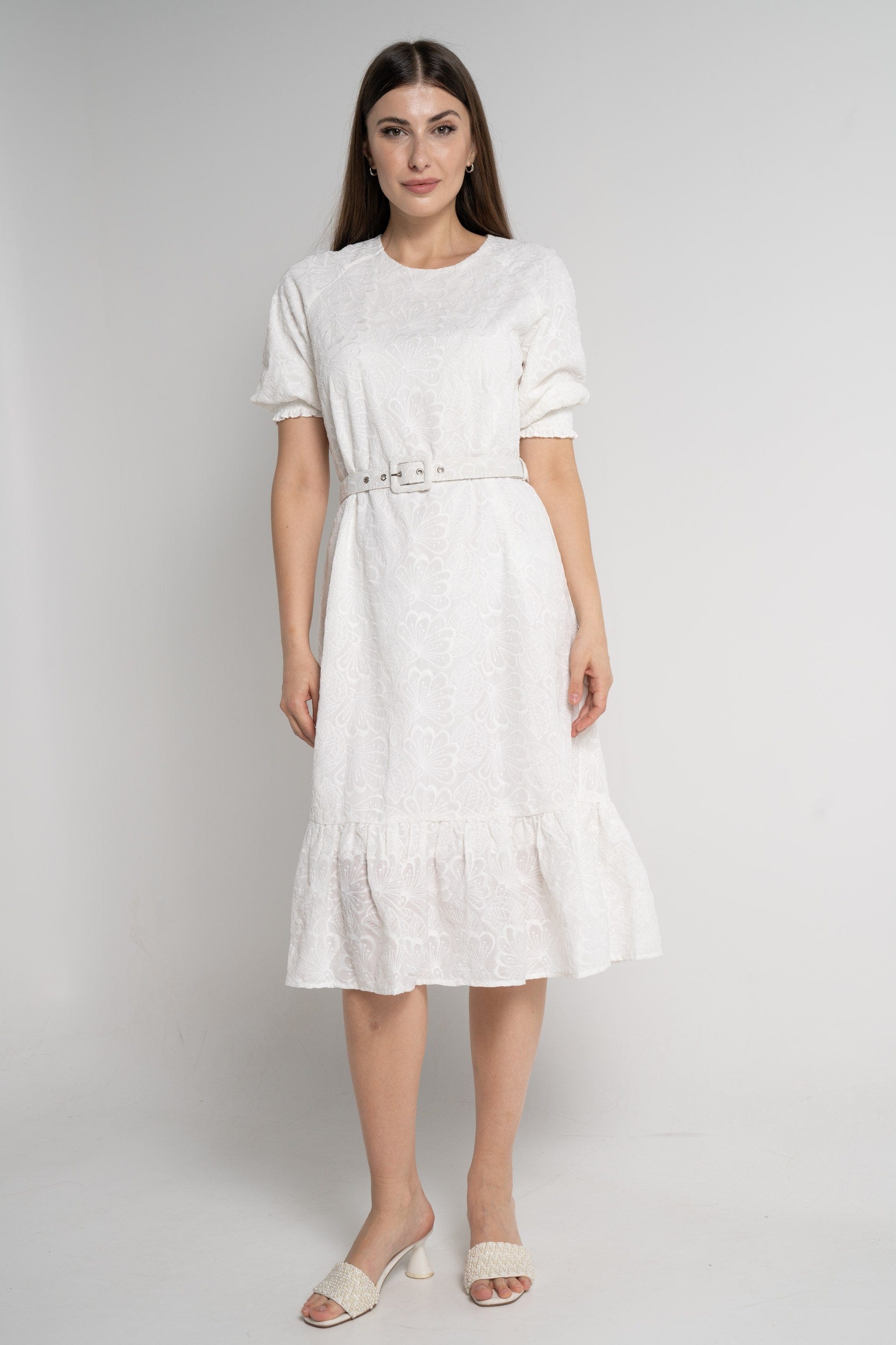 ميكا فستان ميدي بأكمام 3/4 مورد نسائي