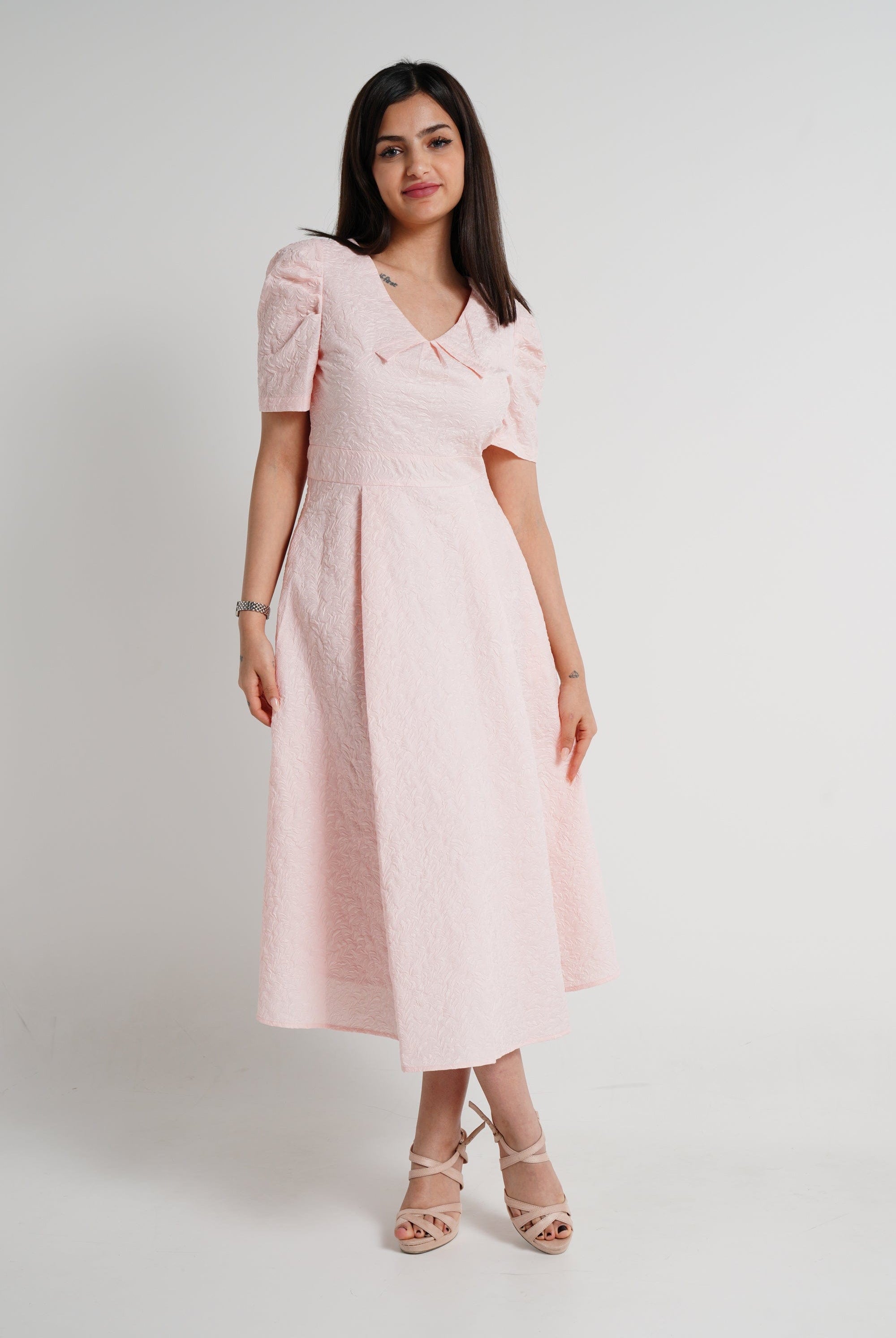 ميكا فستان ميدي نص كم مخصر مورد نسائي