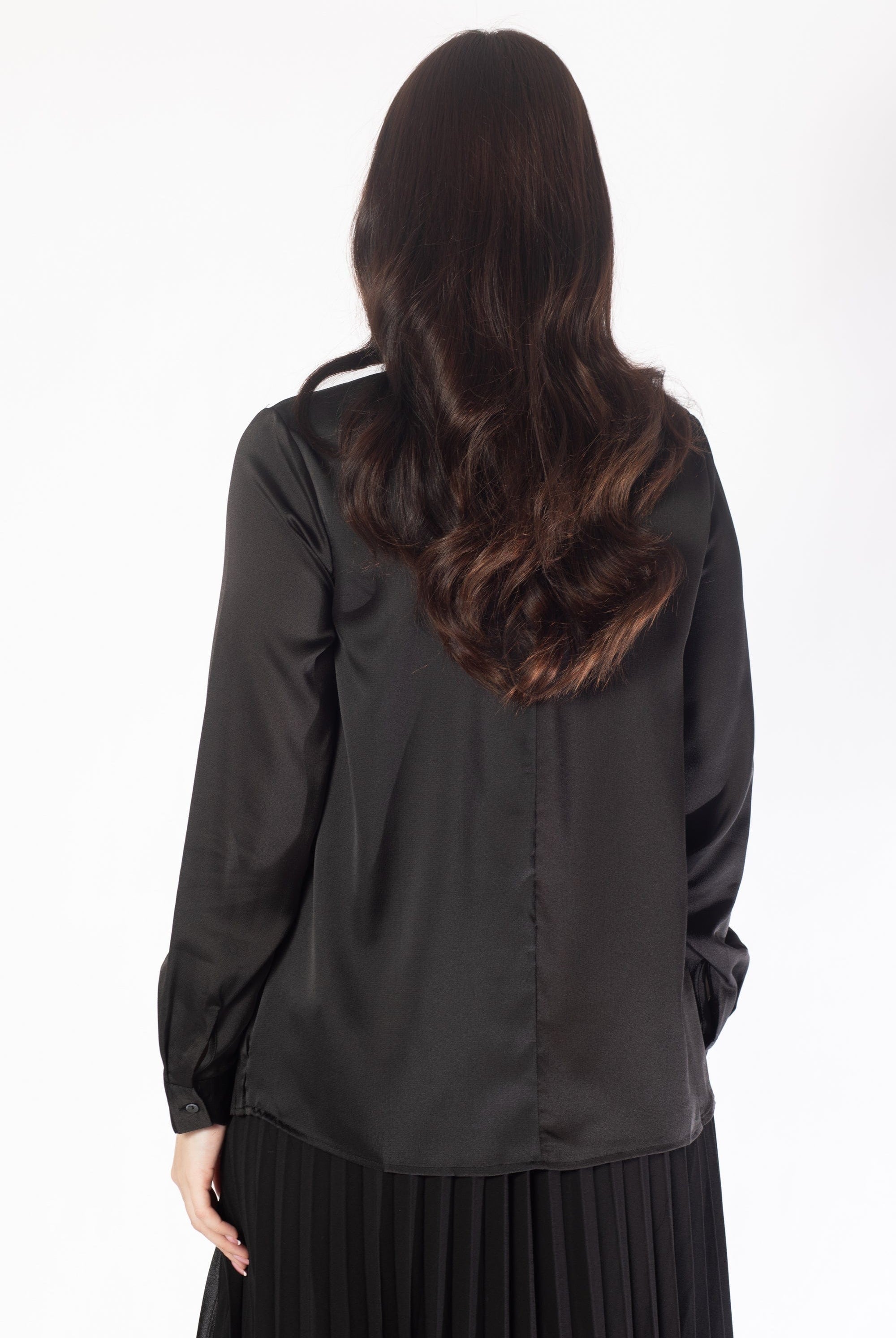 ميكا بلوزة بأكمام طويلة بياقة مزينة باللؤلؤ نسائي