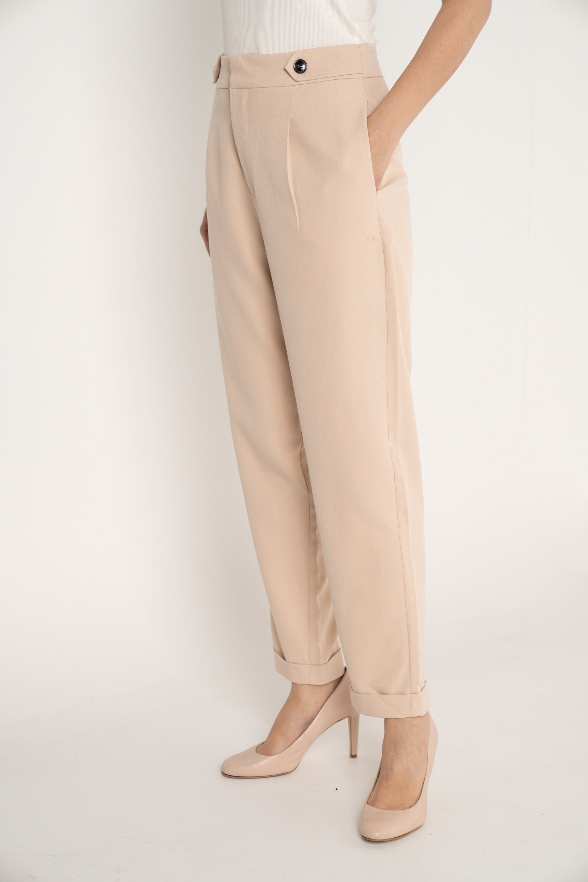 ميكا بنطلون طويل بخصر مرتفع