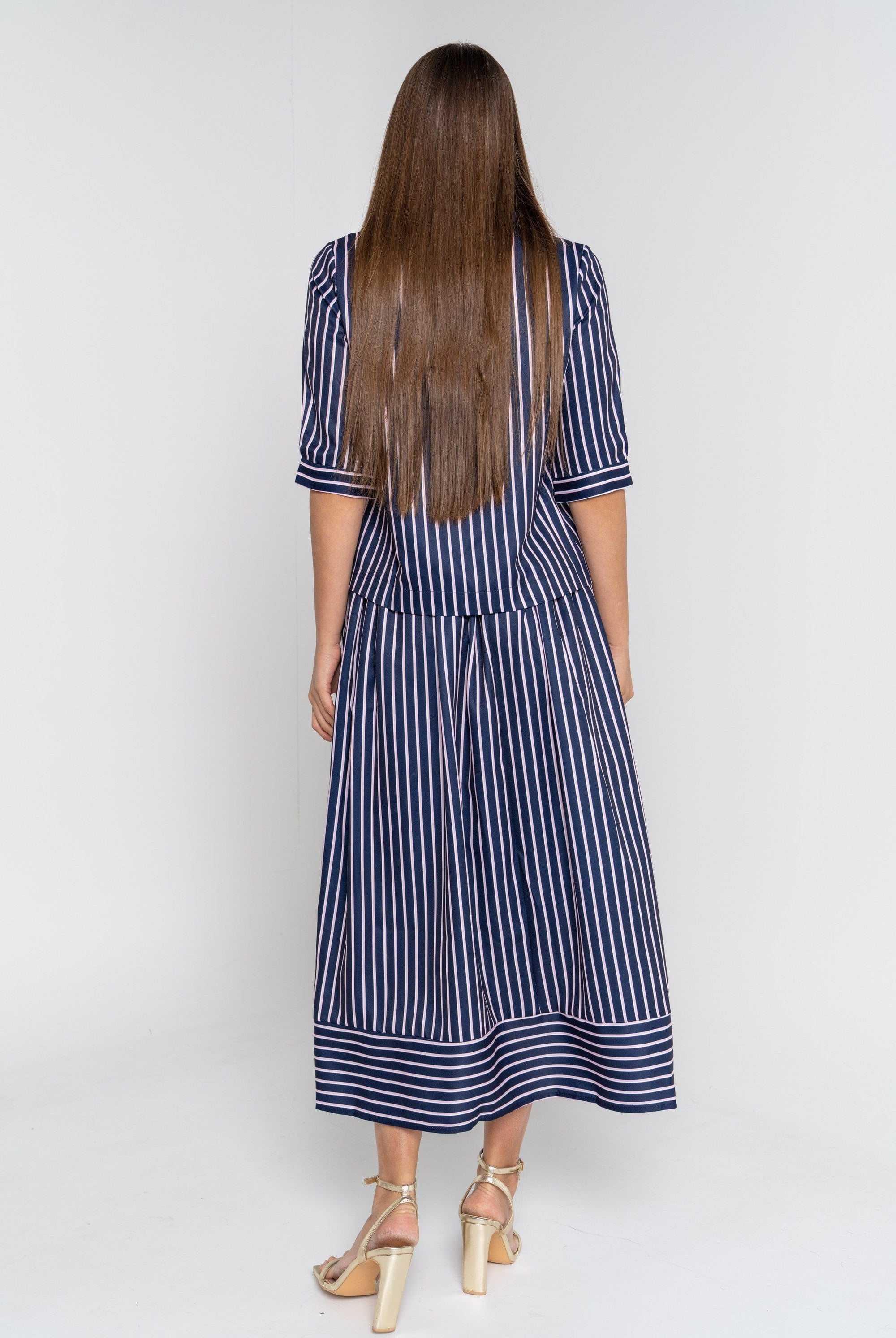 ميكا تنورة ميدي مخططة بالطول نسائي