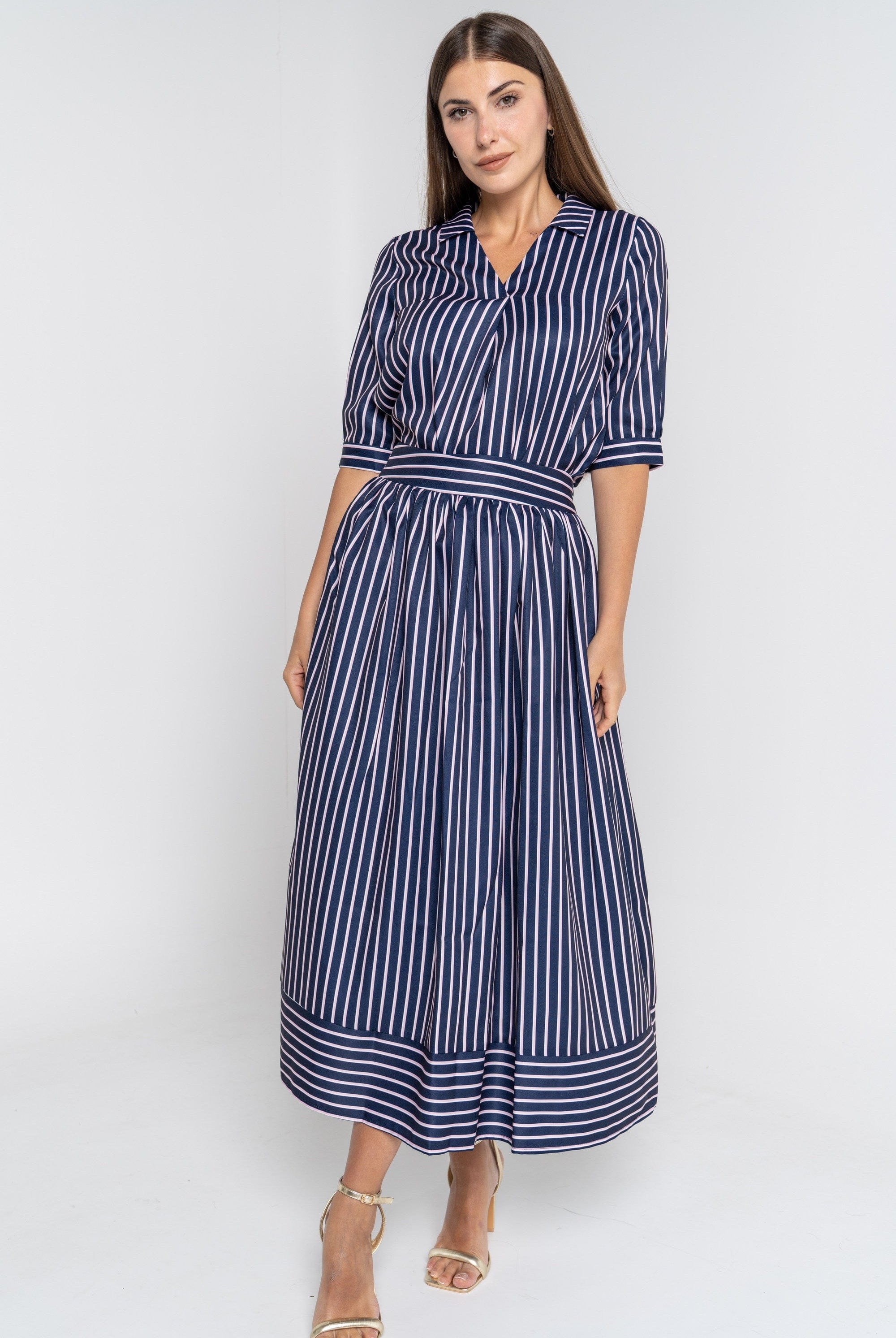 ميكا تنورة ميدي مخططة بالطول نسائي