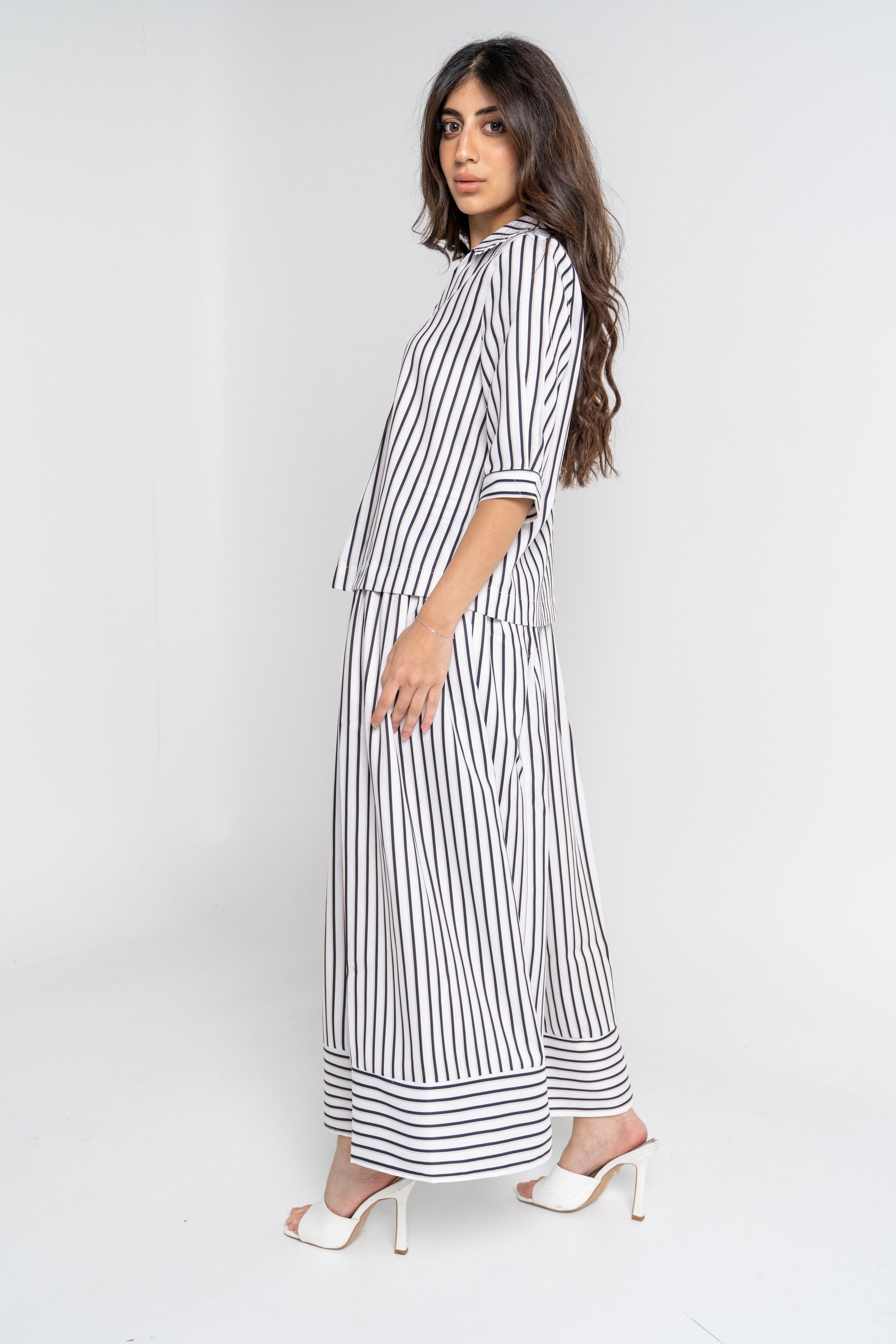 ميكا تنورة ميدي مخططة بالطول نسائي