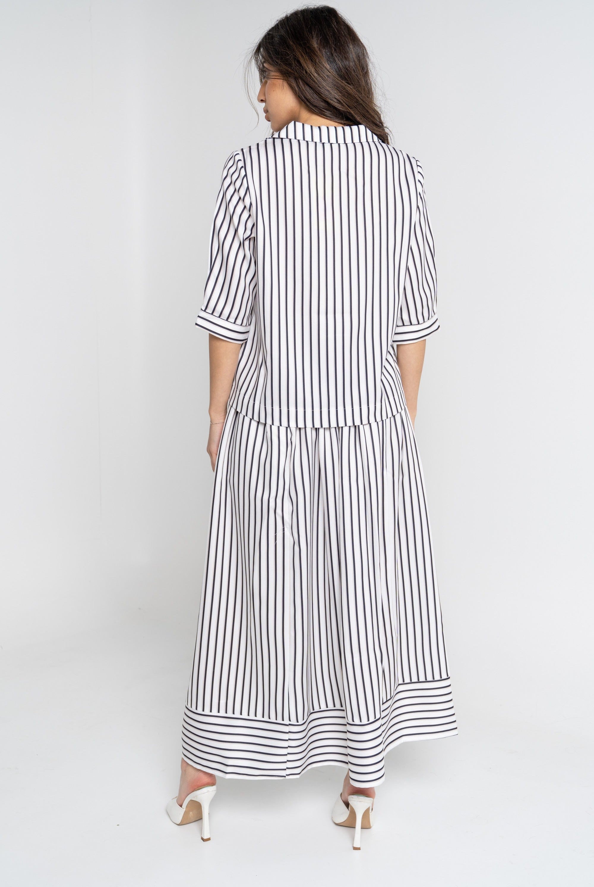 ميكا تنورة ميدي مخططة بالطول نسائي