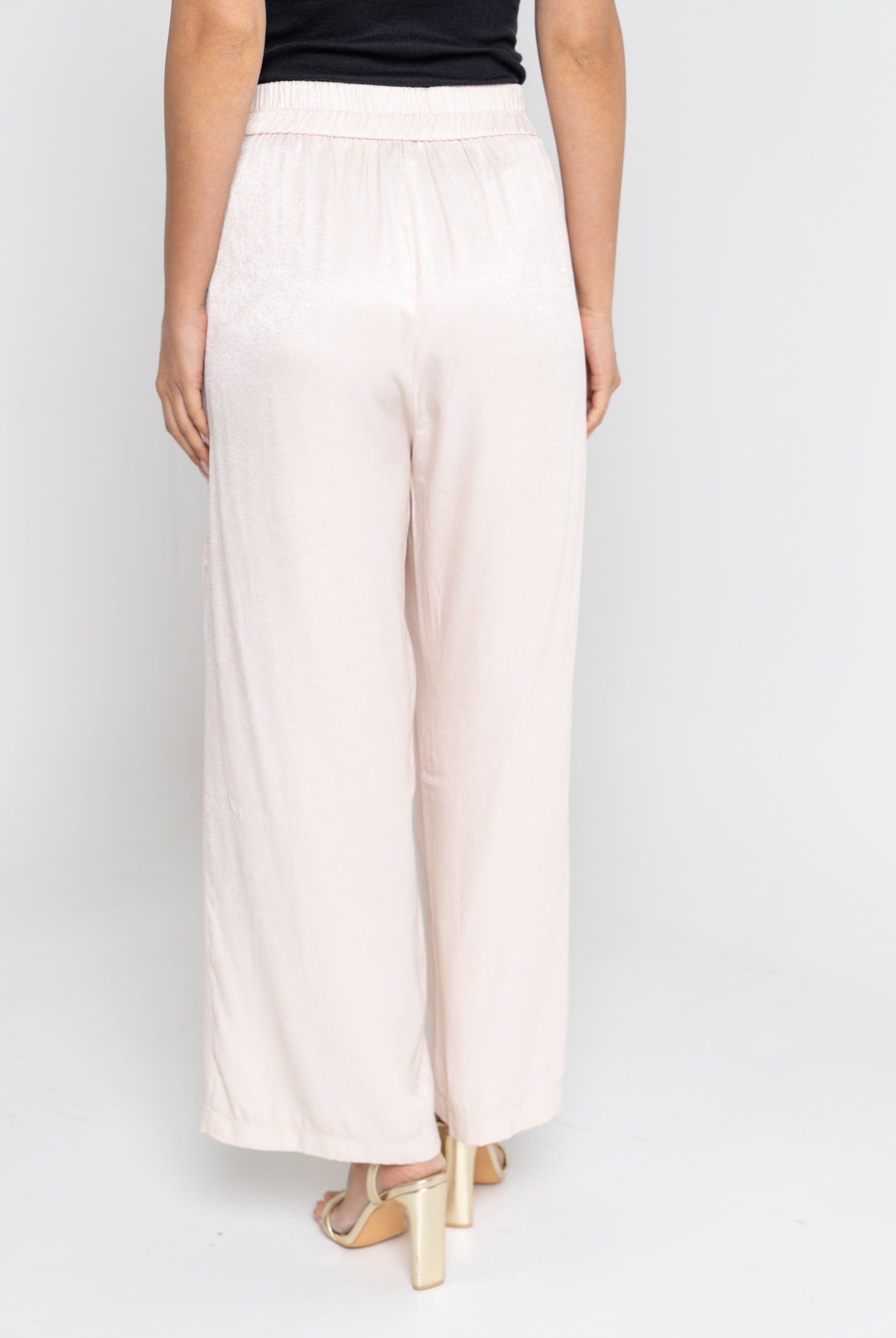 ميكا بنطلون طويل سادة واسع برباط على الخصر نسائي