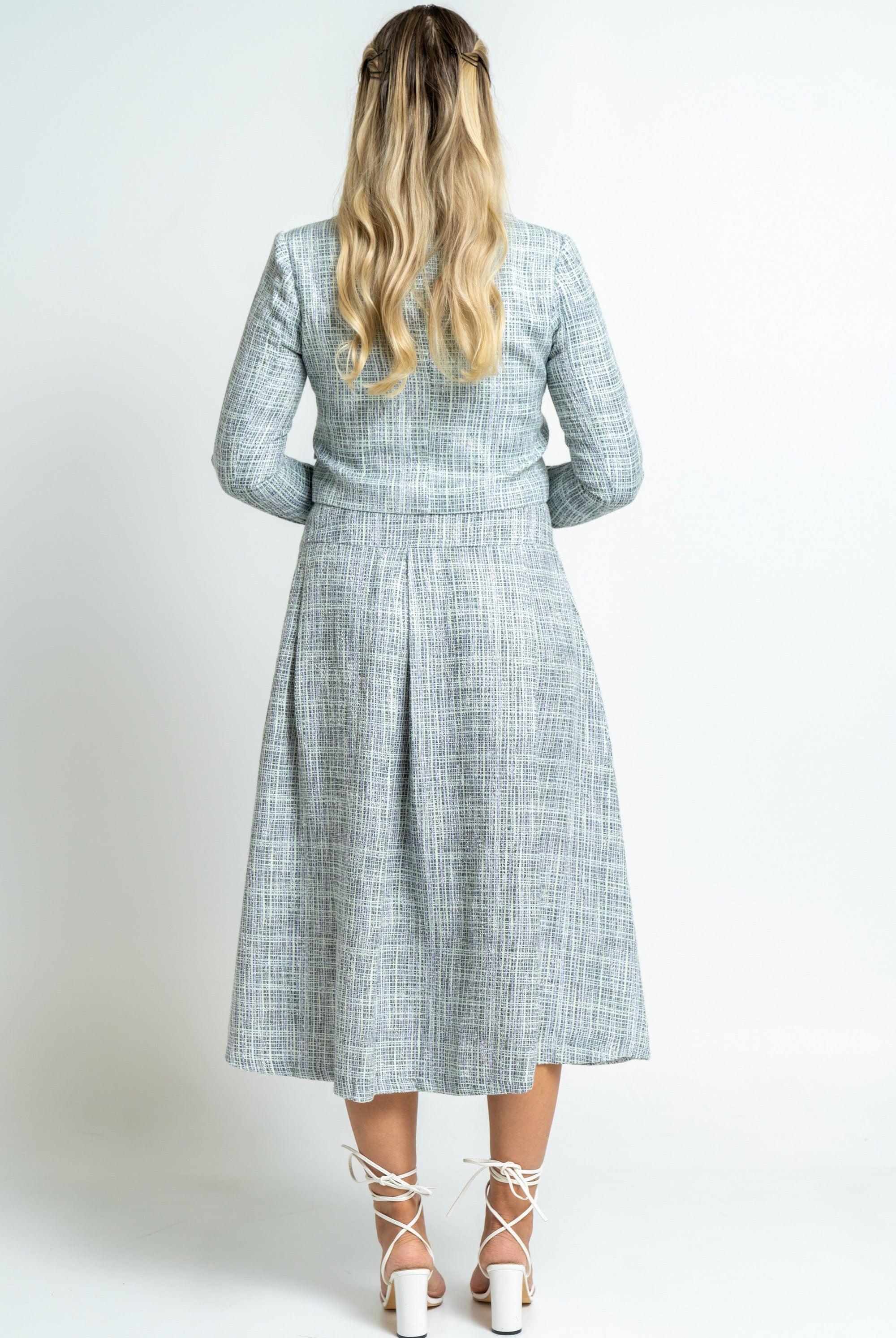 ميكا تنورة ميدي نسائية بكسرات أمامية الباستيل الأخضر