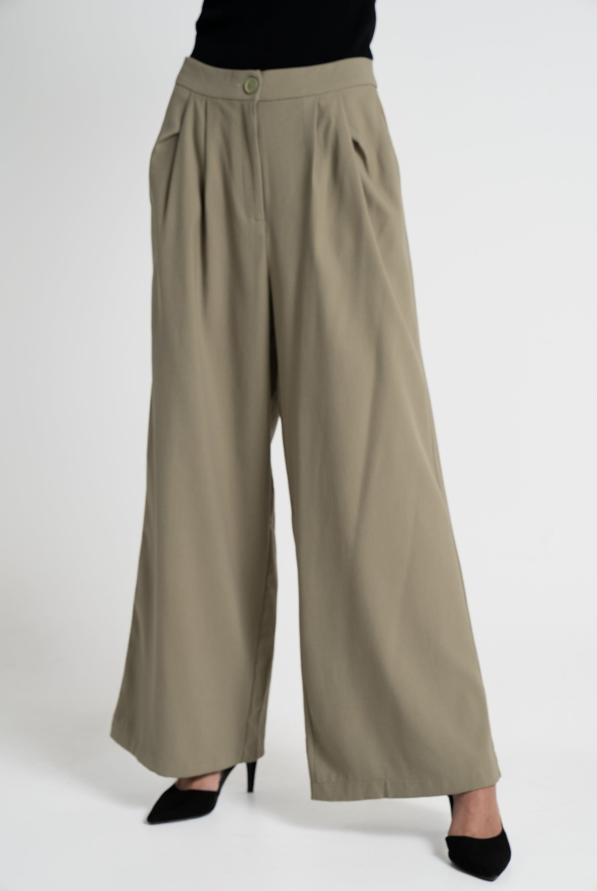 ميكا بنطلون طويل سادة واسع نسائي