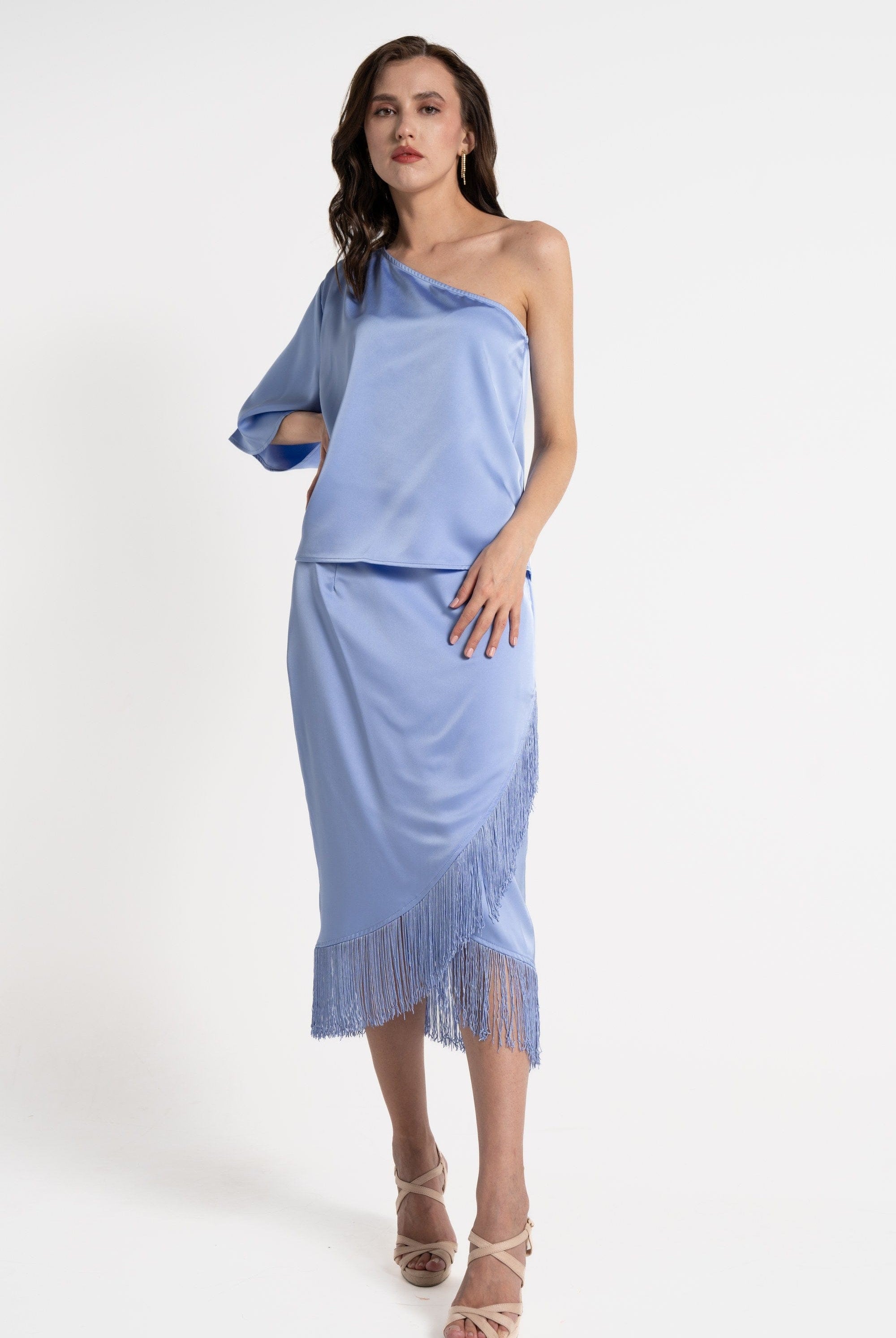 ميكا تنورة ميدي نسائية ناعمة بحبال