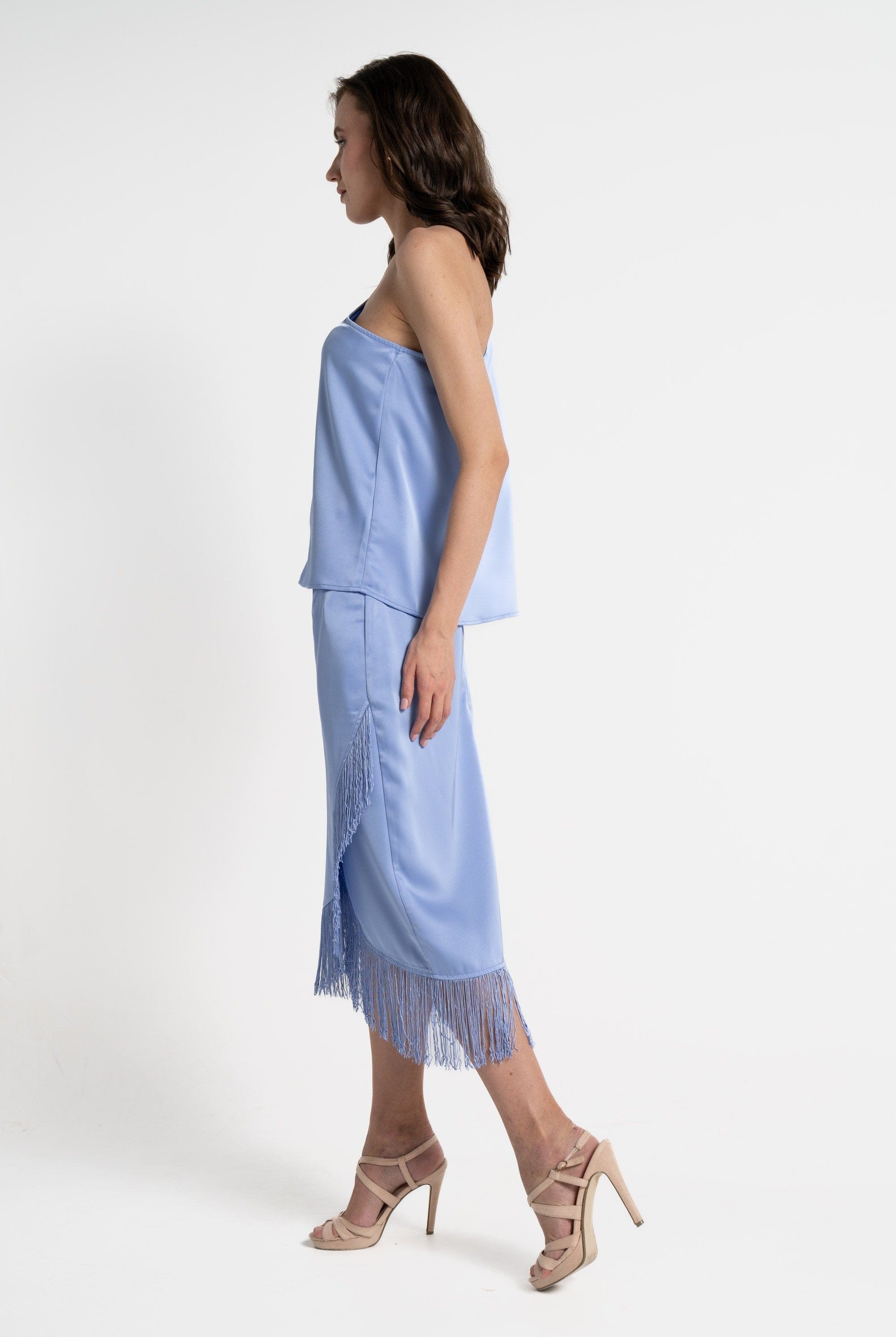 ميكا تنورة ميدي نسائية ناعمة بحبال