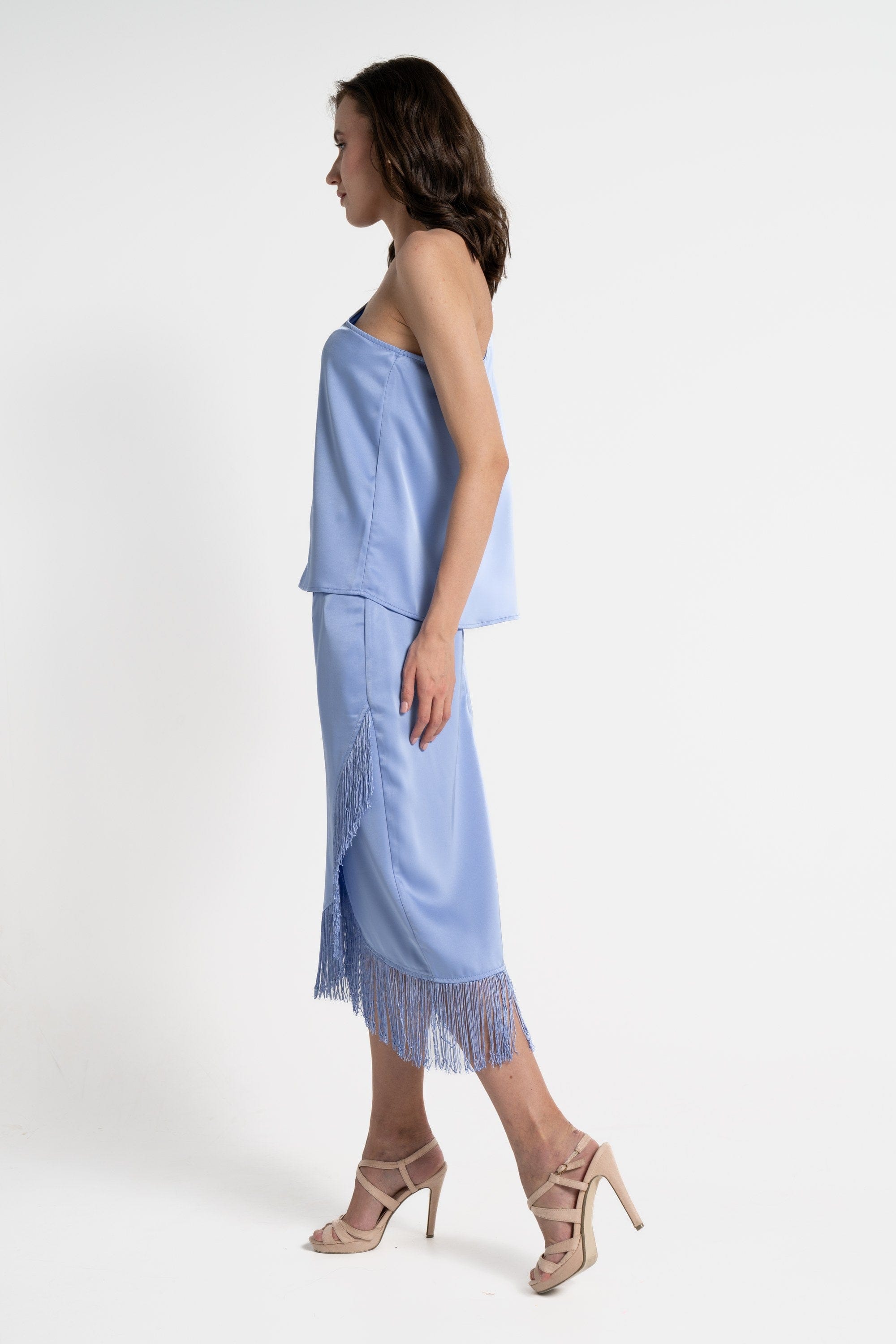 ميكا تنورة ميدي نسائية ناعمة بحبال