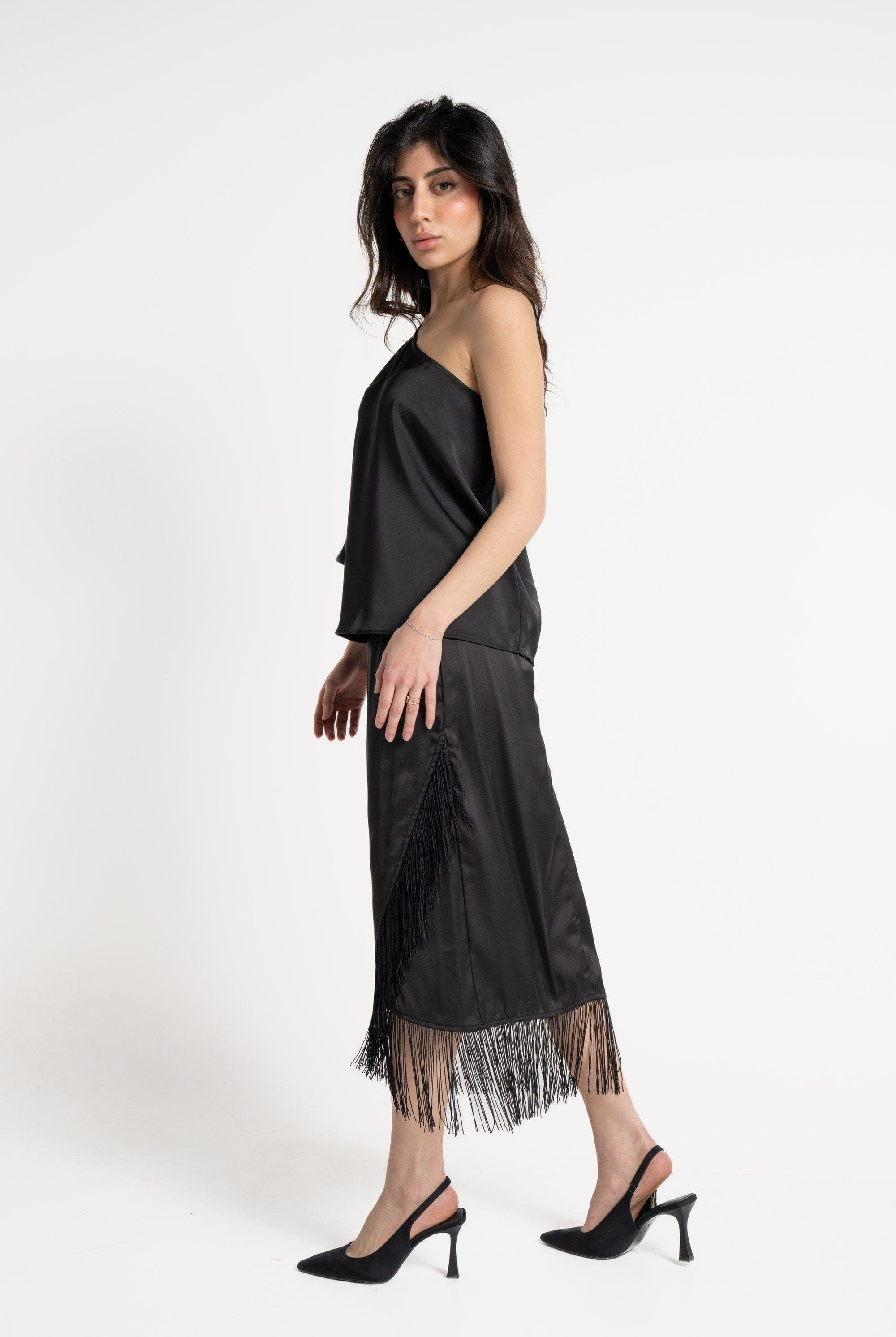 ميكا تنورة ميدي نسائية ناعمة بحبال