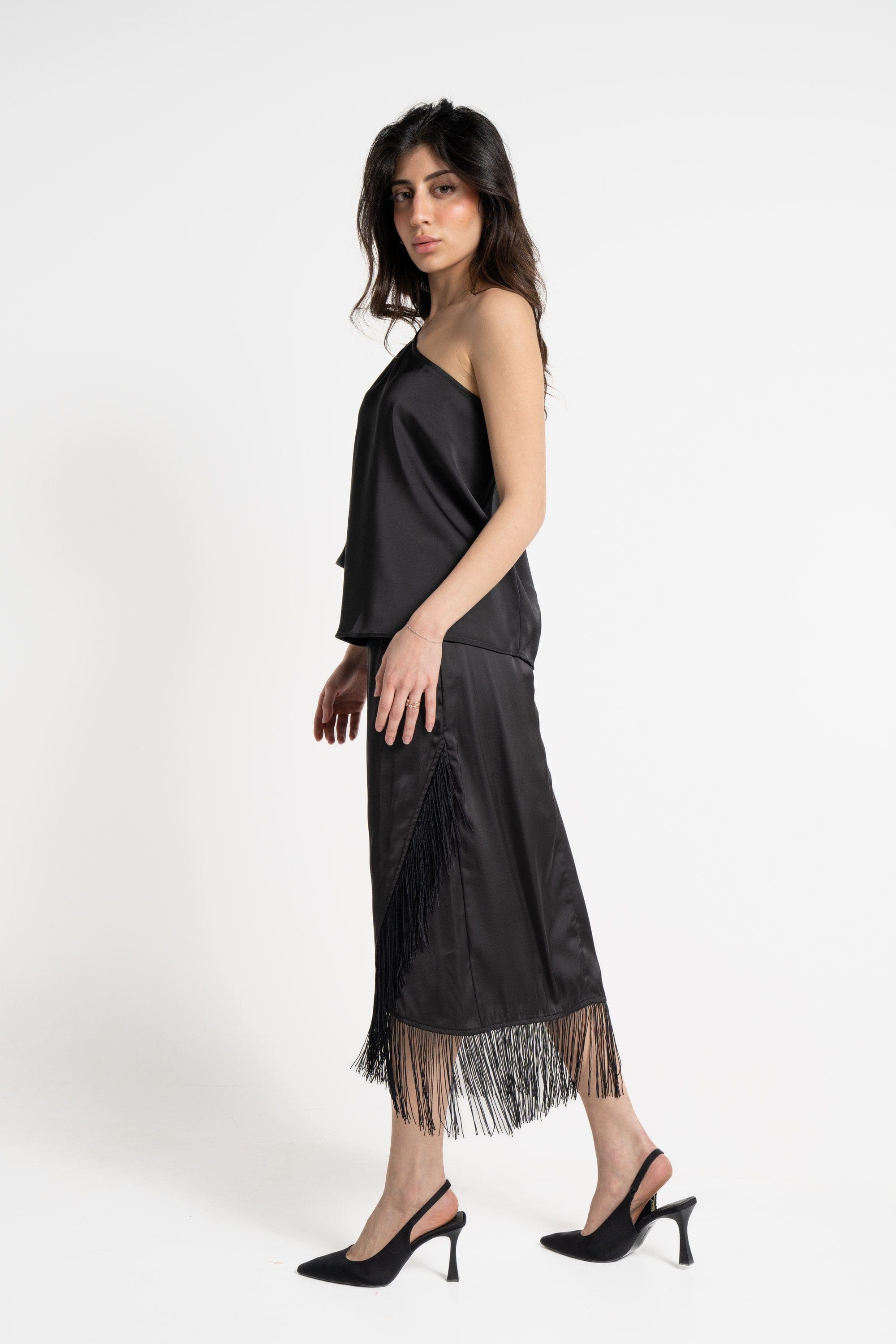 ميكا تنورة ميدي نسائية ناعمة بحبال