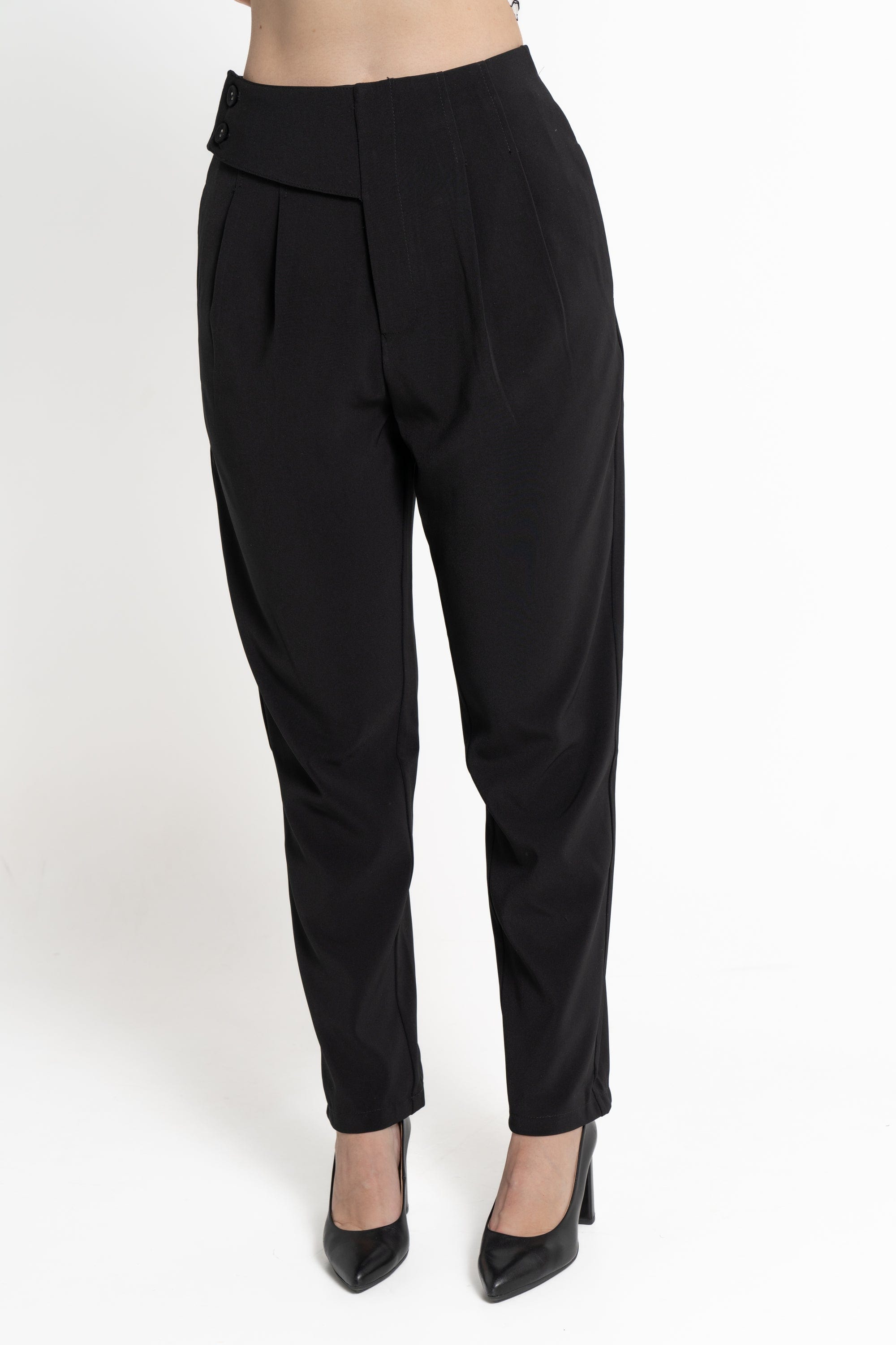 ميكا بنطلون طويل خصر مرتفع رسمي سادة