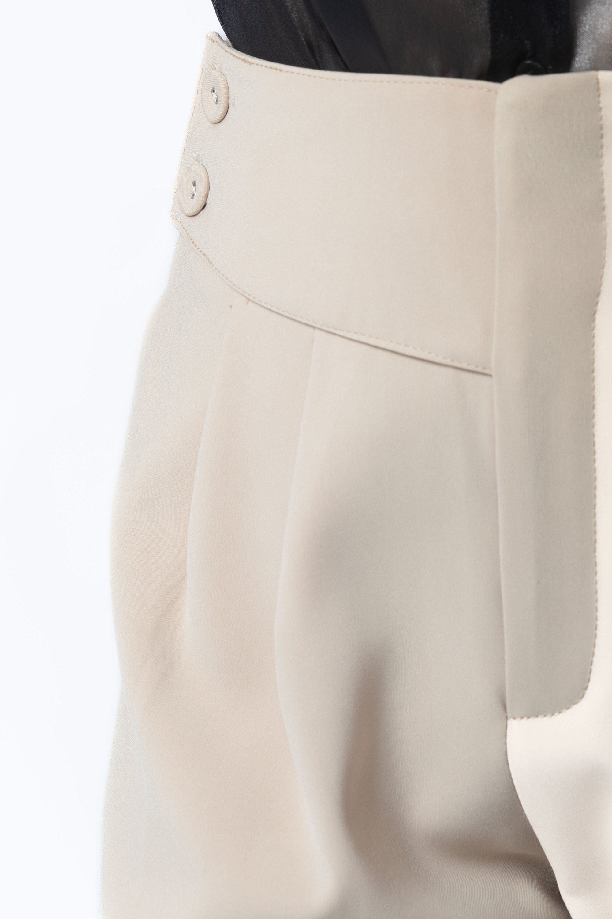 ميكا بنطلون طويل خصر مرتفع رسمي سادة