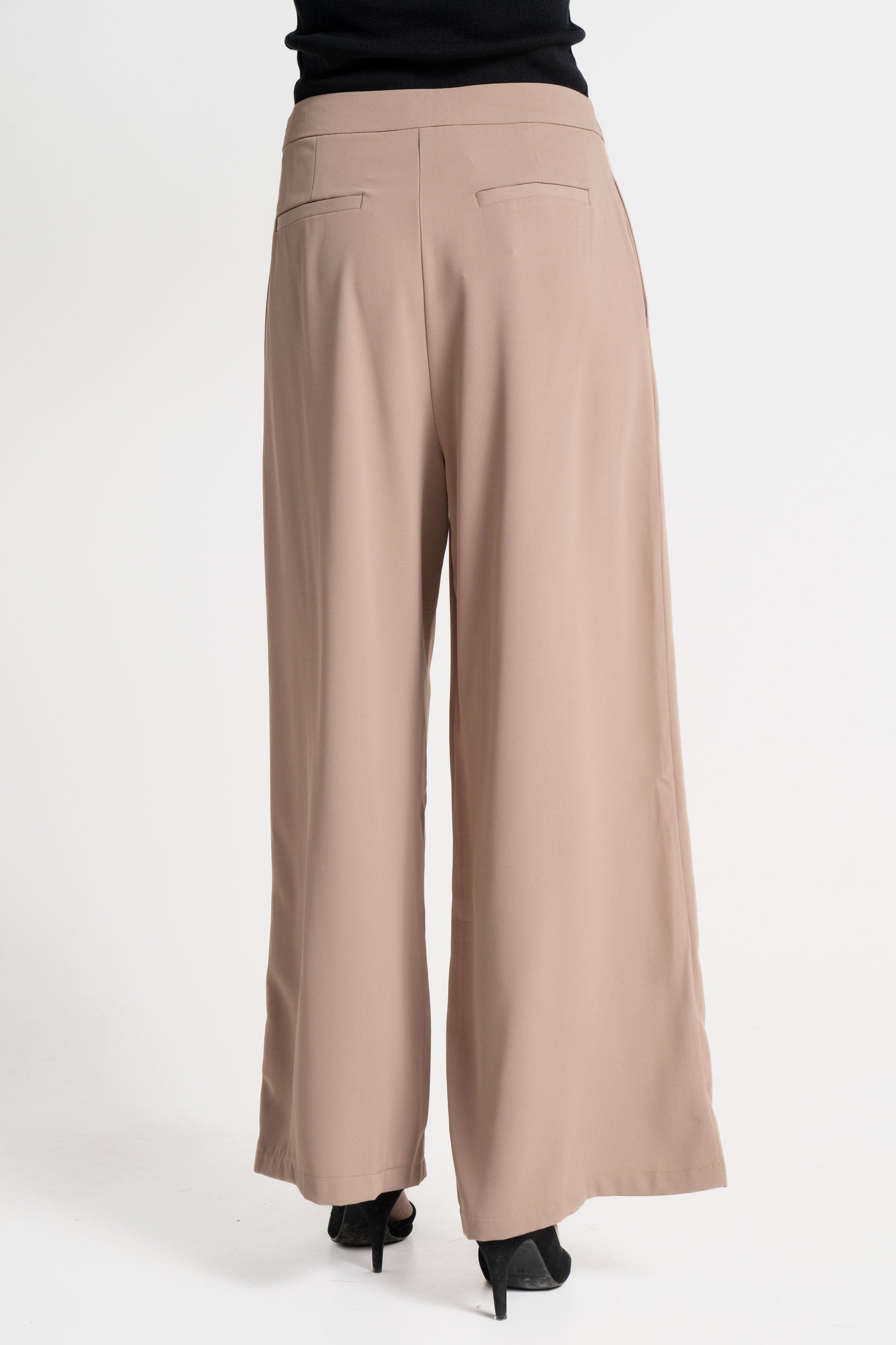 ميكا بنطلون طويل خصر مرتفع واسع سادة نسائي