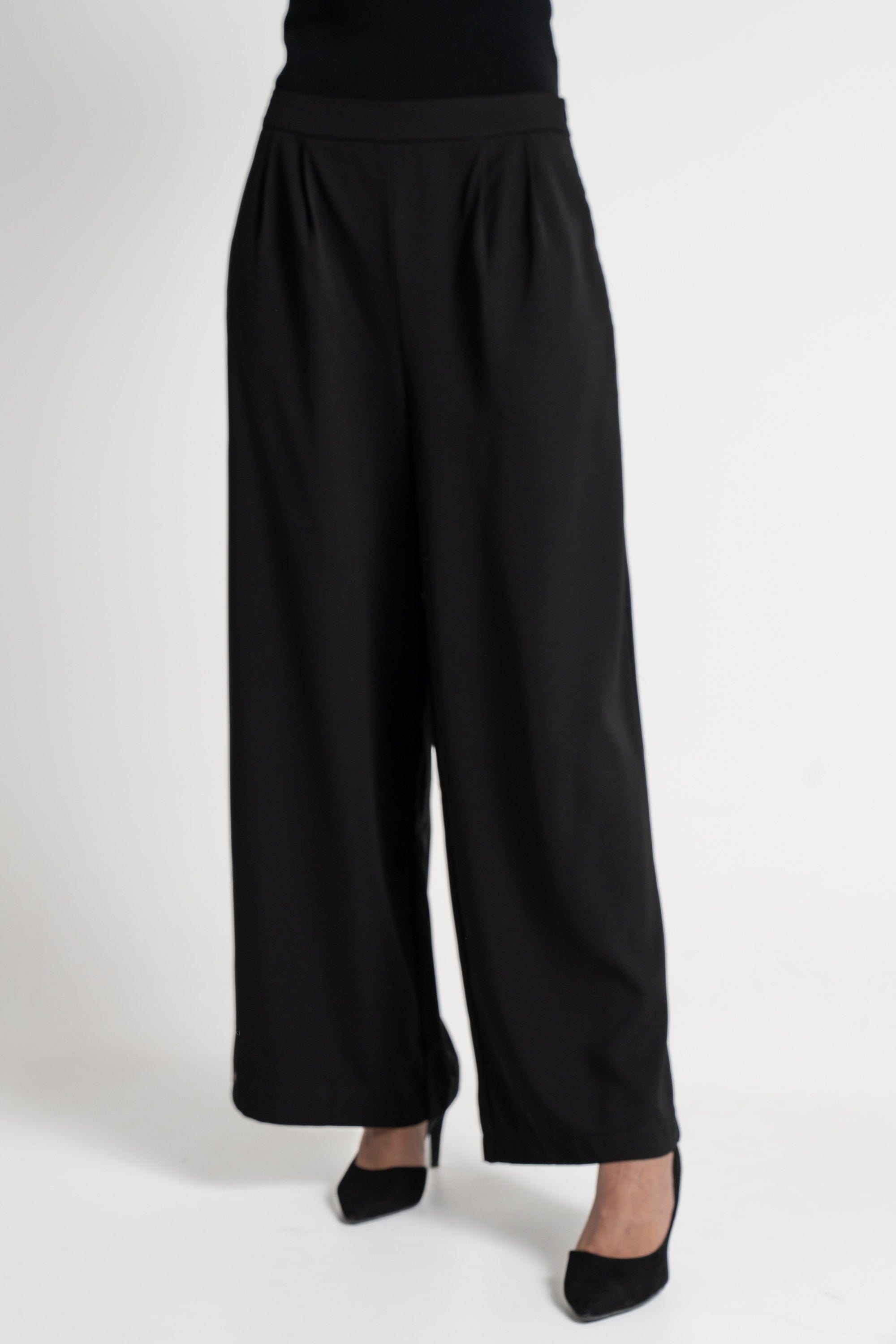 ميكا بنطلون طويل خصر مرتفع واسع سادة نسائي