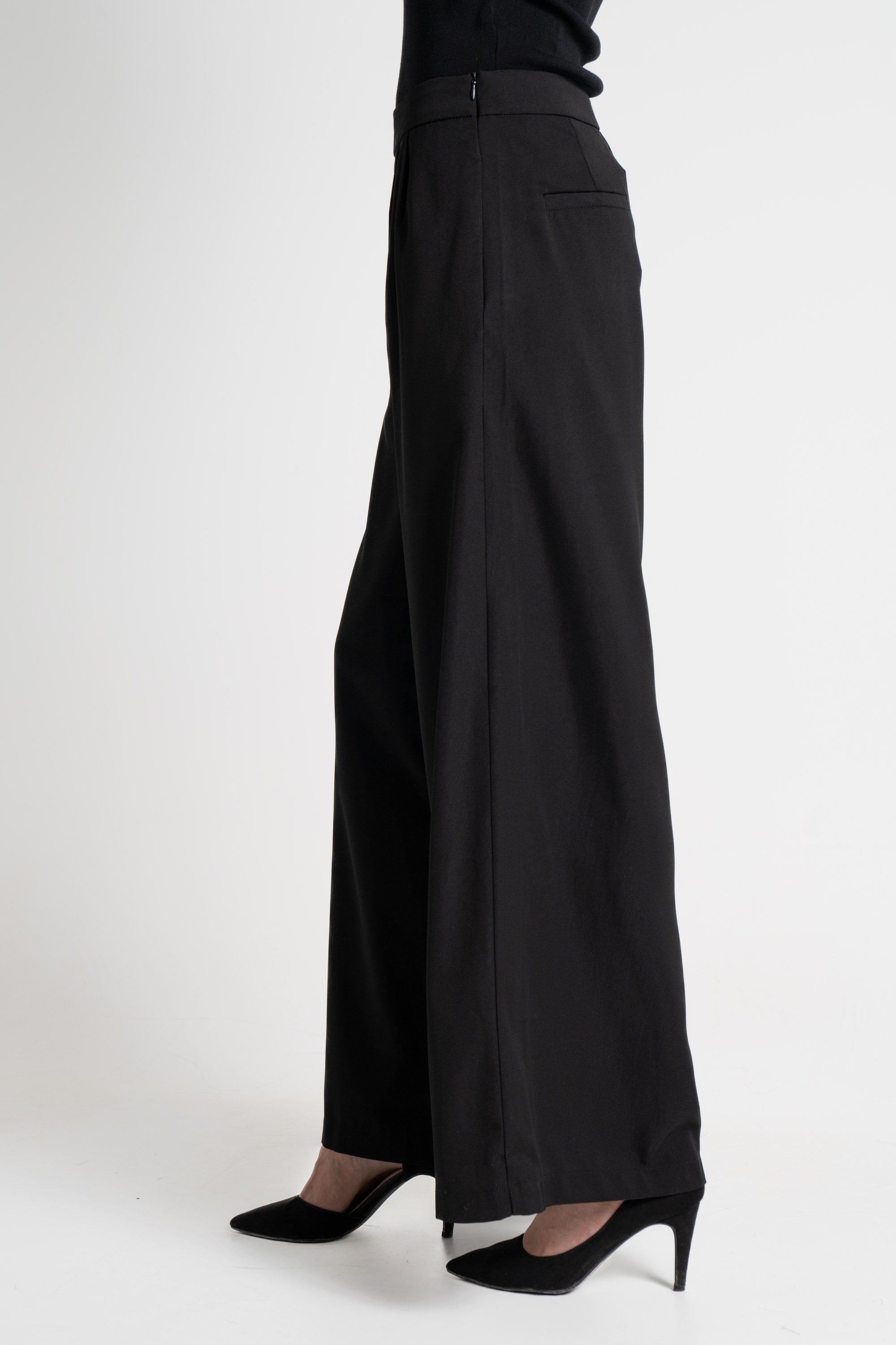 ميكا بنطلون طويل خصر مرتفع واسع سادة نسائي