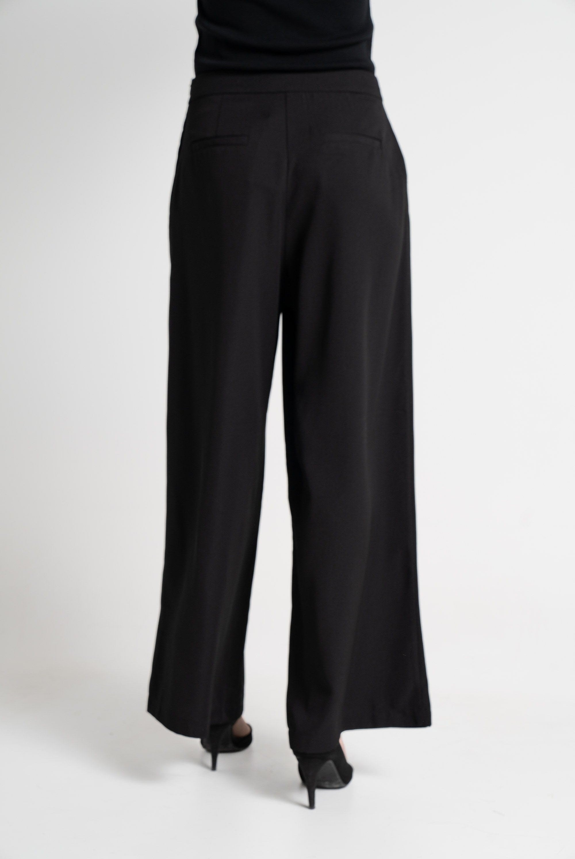 ميكا بنطلون طويل خصر مرتفع واسع سادة نسائي