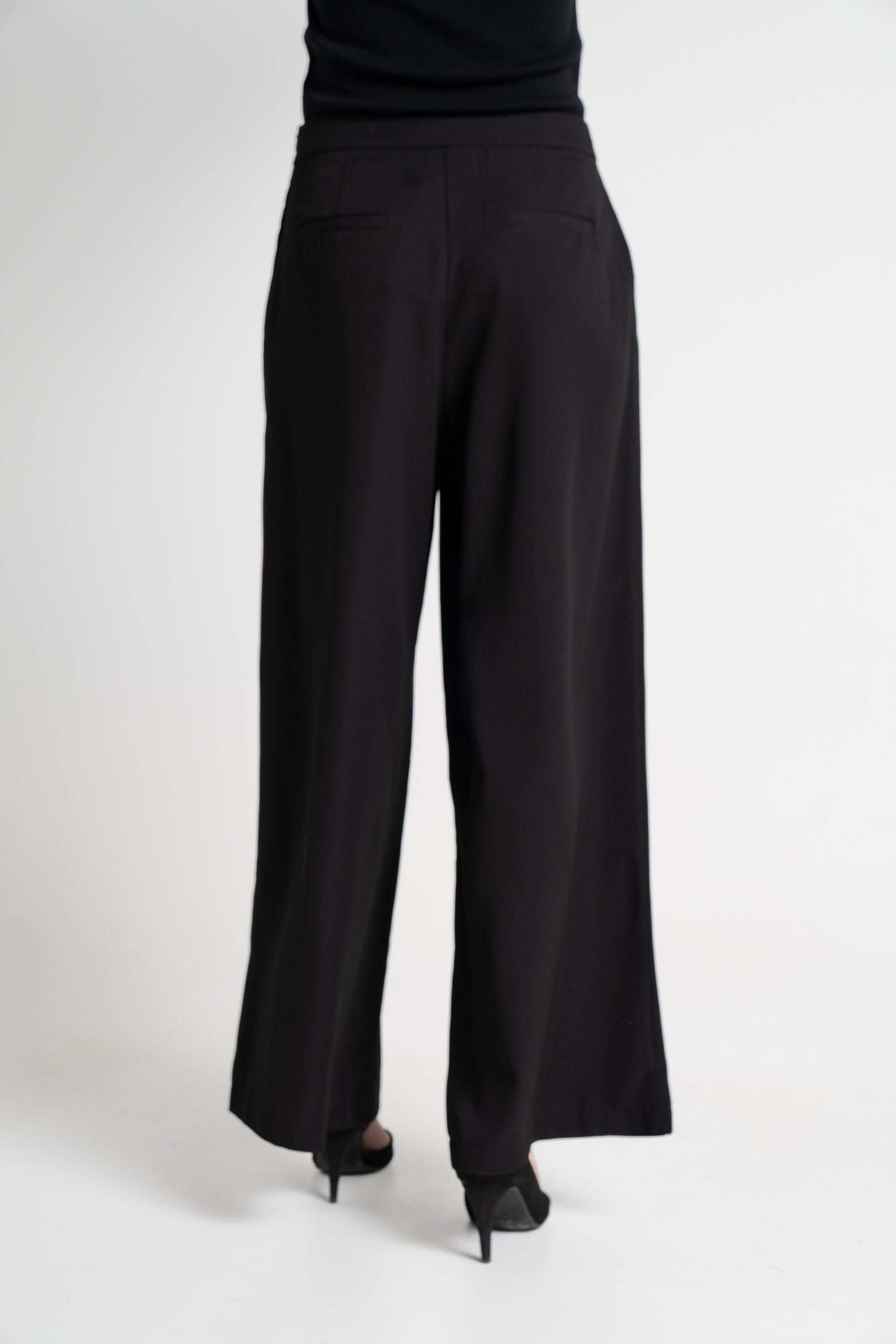 ميكا بنطلون طويل خصر مرتفع واسع سادة نسائي