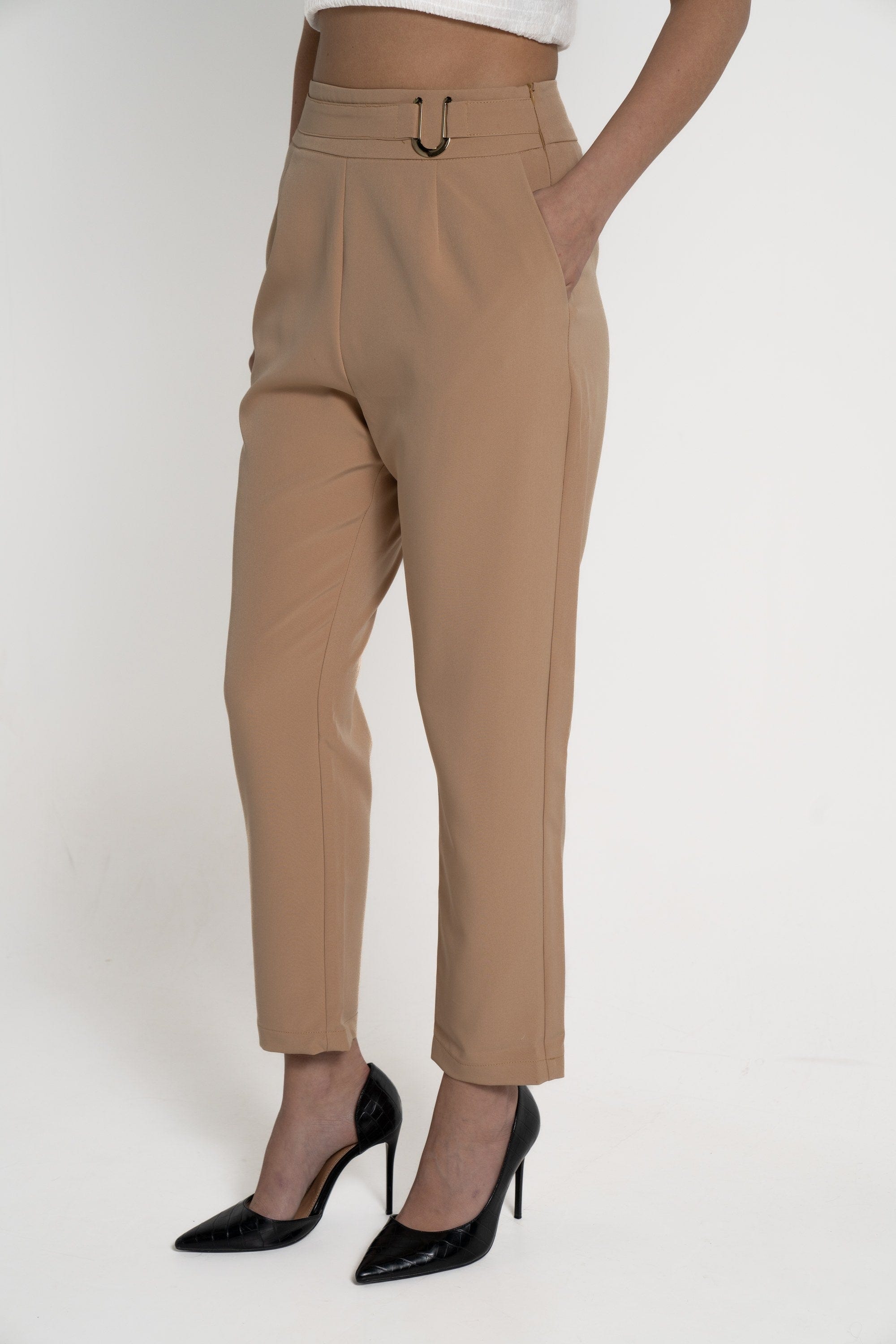 ميكا بنطلون طويل سادة خصر مرتفع كلاسيك نسائي