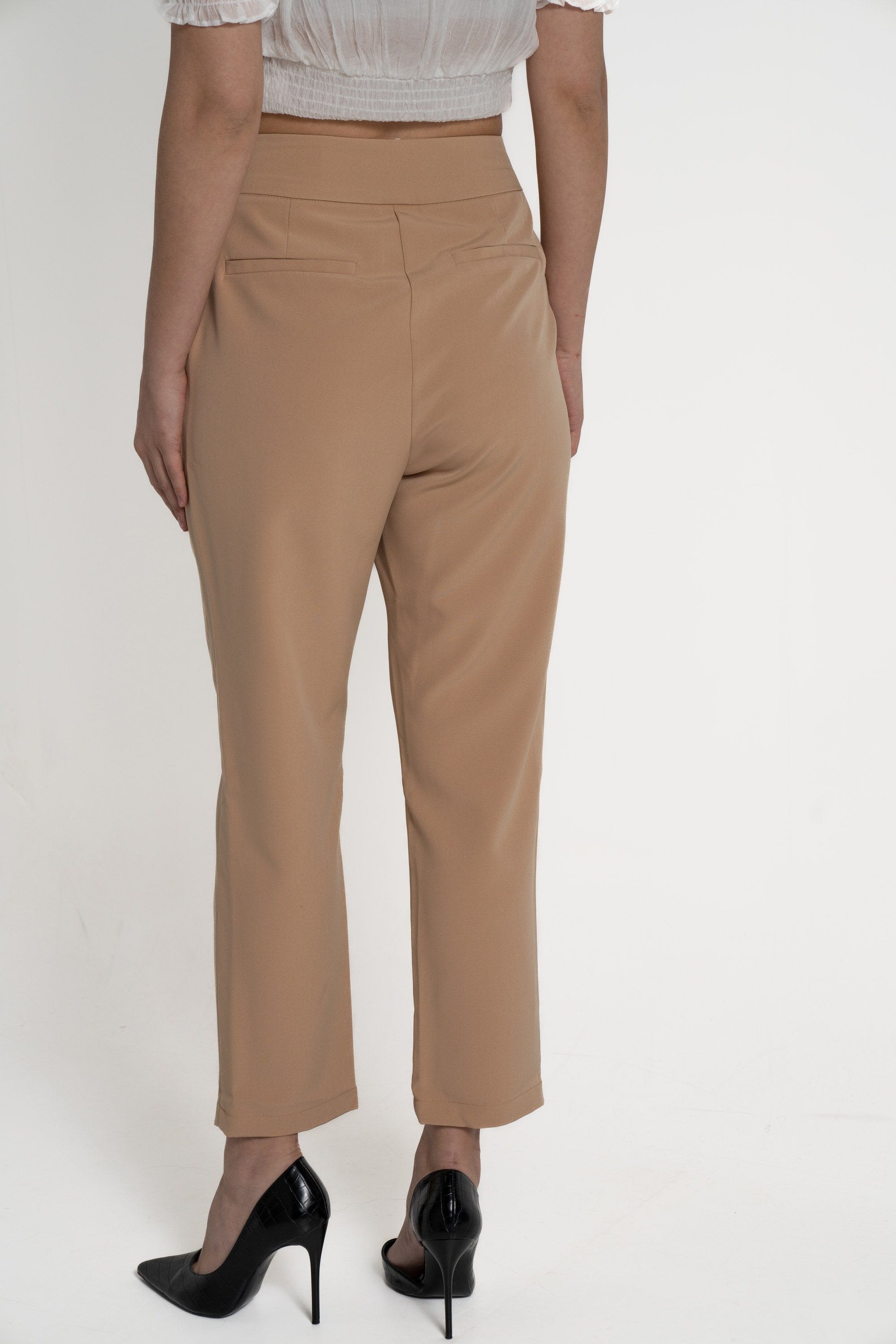 ميكا بنطلون طويل سادة خصر مرتفع كلاسيك نسائي