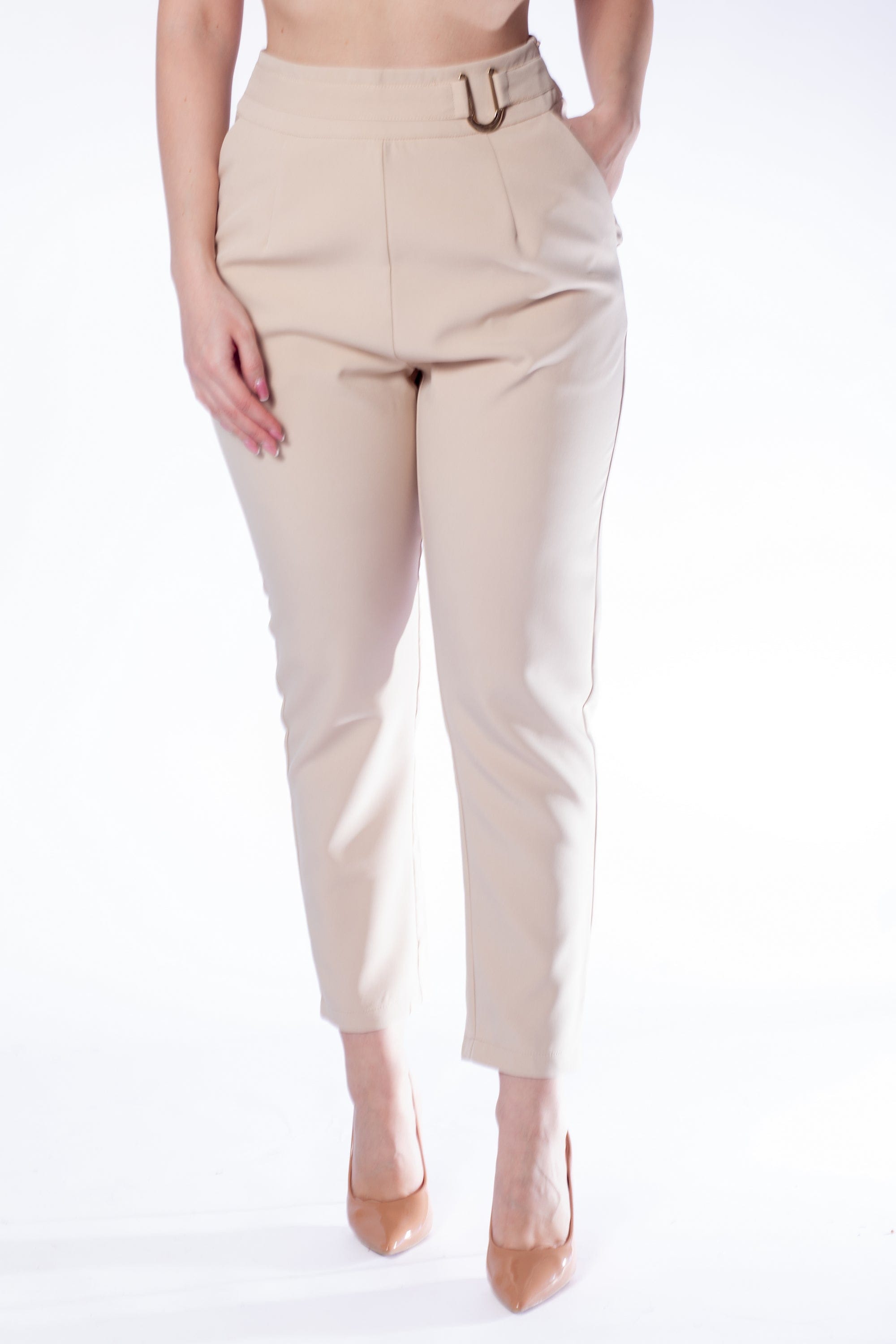 ميكا بنطلون طويل سادة خصر مرتفع كلاسيك نسائي