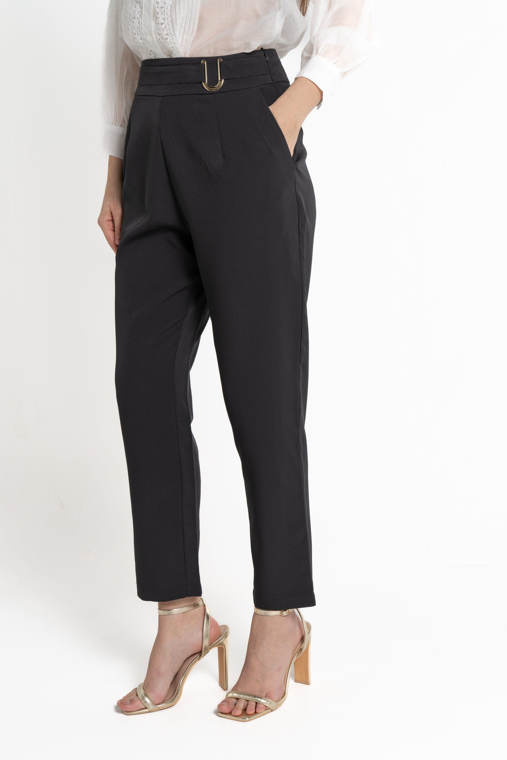 ميكا بنطلون طويل سادة خصر مرتفع كلاسيك نسائي