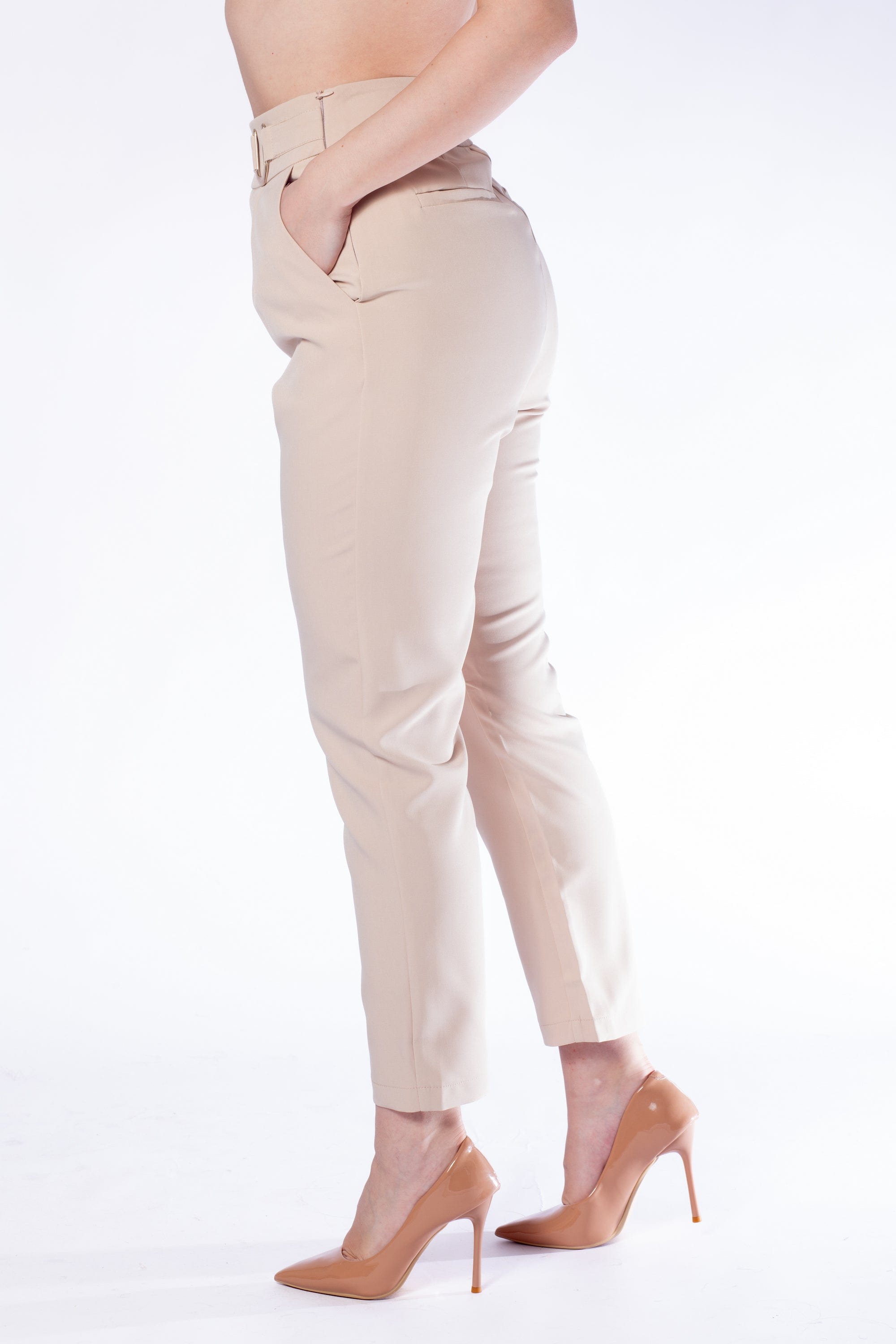 ميكا بنطلون طويل سادة خصر مرتفع كلاسيك نسائي