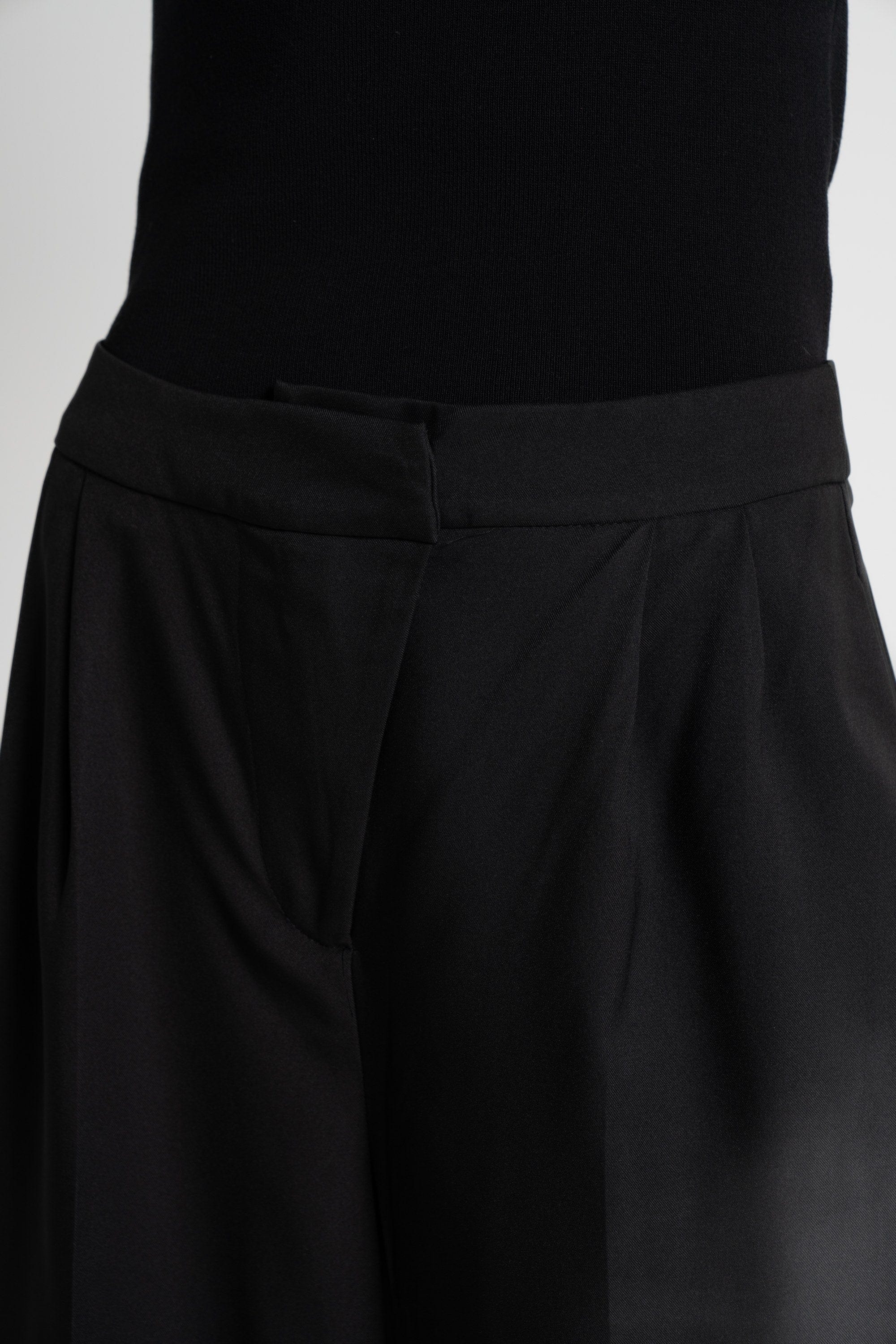 ميكا بنطلون طويل سادة واسع كلاسيك خصر مرتفع نسائي