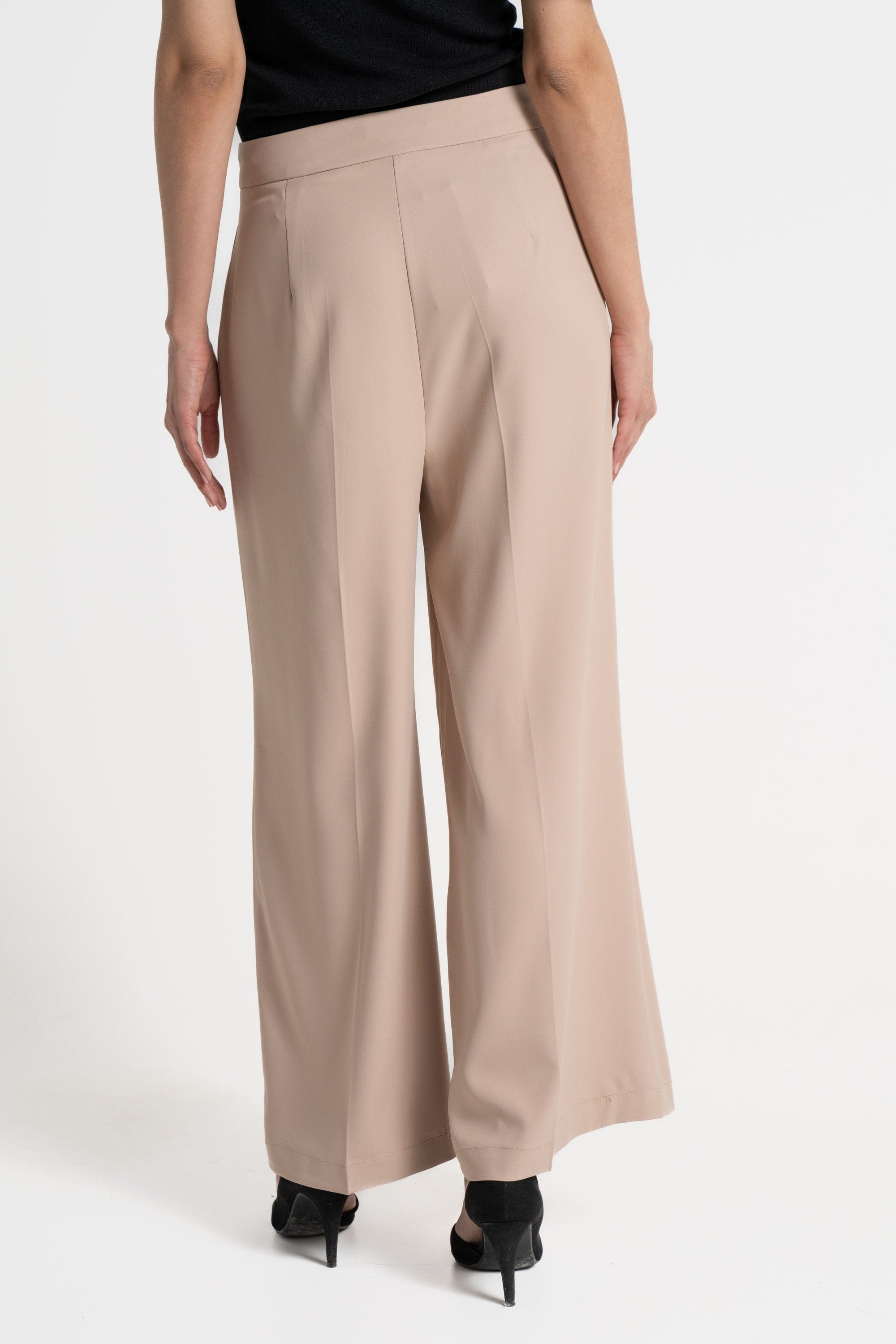 ميكا بنطلون طويل سادة واسع كلاسيك خصر مرتفع نسائي