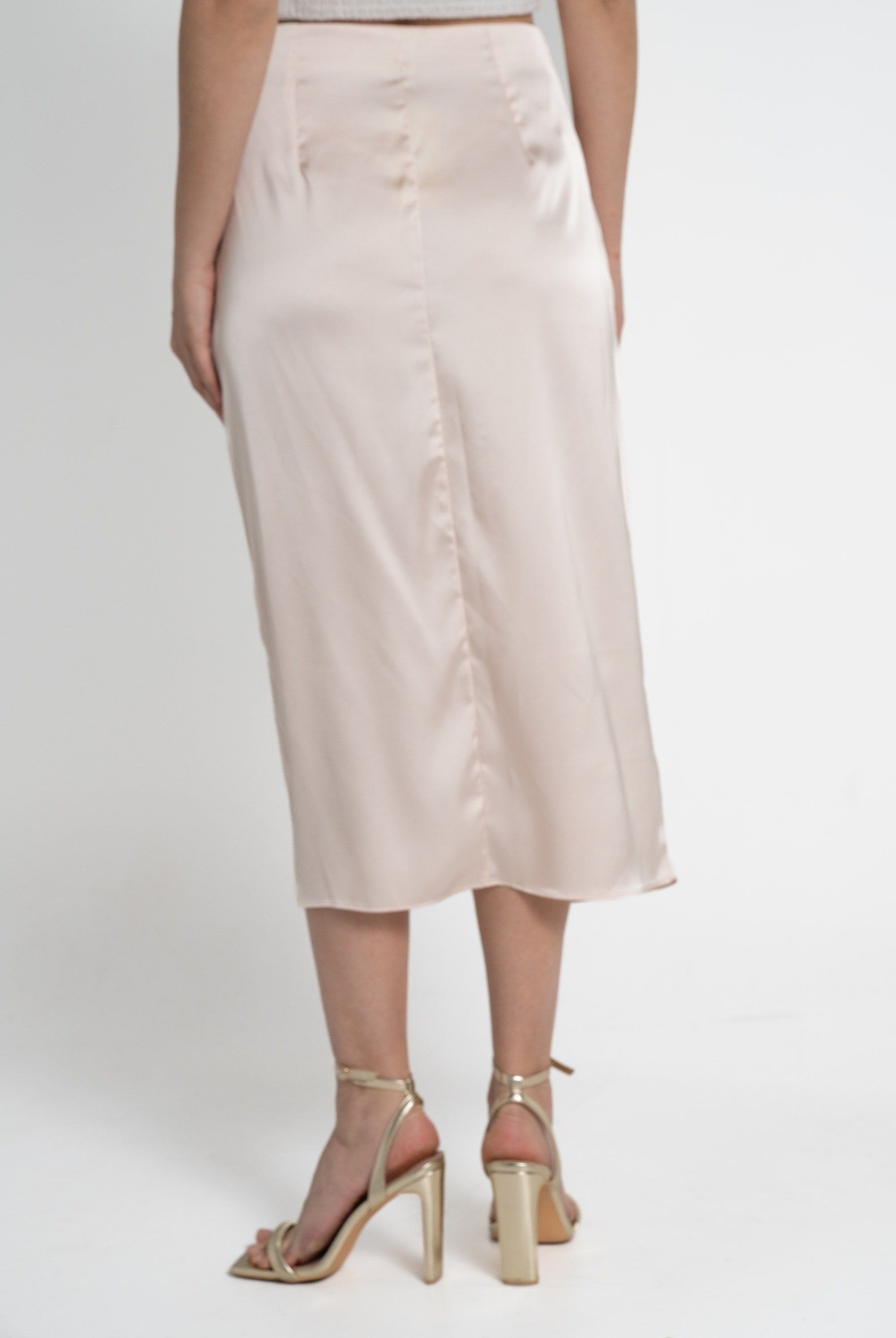 ميكا تنورة ميدي نسائية سادة مفتوحة من الأسفل