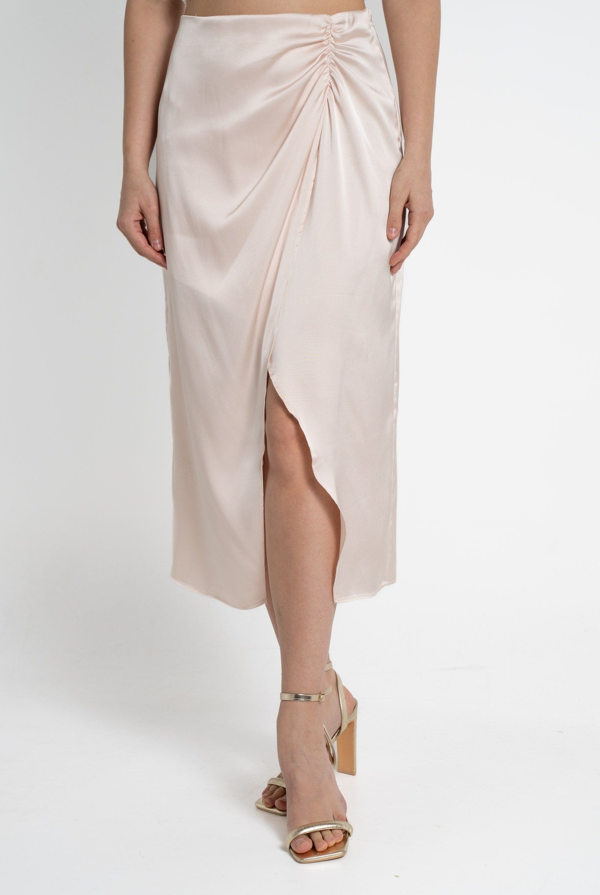 ميكا تنورة ميدي نسائية سادة مفتوحة من الأسفل