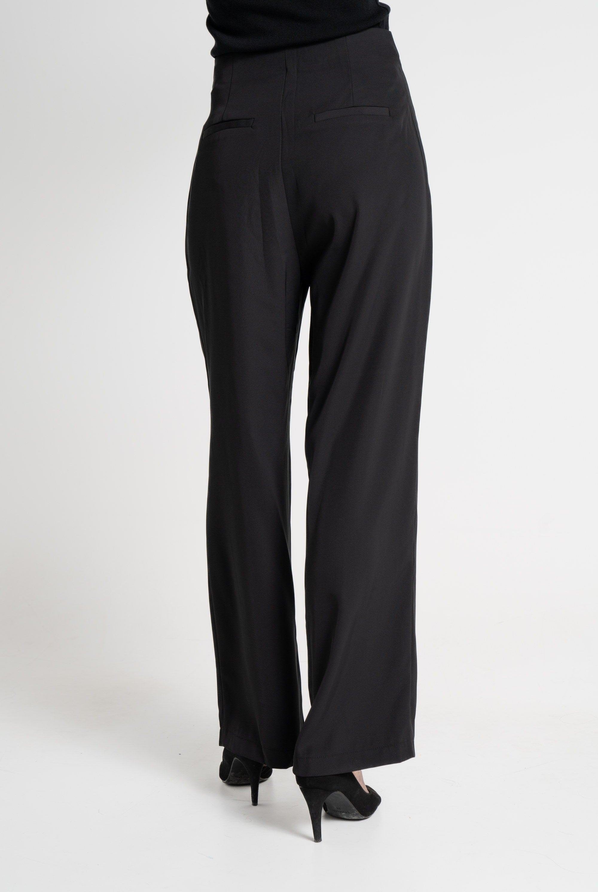 ميكا بنطلون طويل سادة بأزرار أمامية واسع نسائي